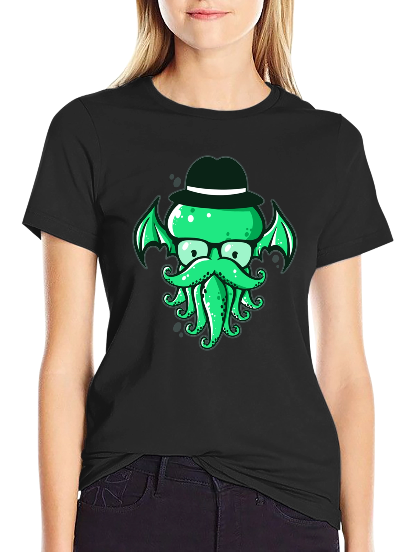 Cthulhu Gentleman Tee - Green Octopus Graphic Print
