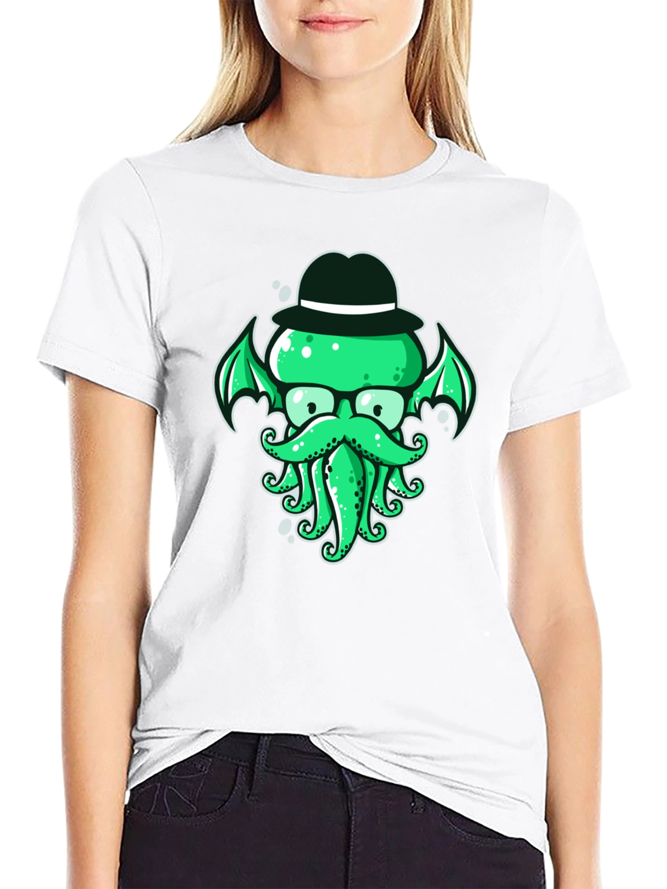 Cthulhu Gentleman Tee - Green Octopus Graphic Print