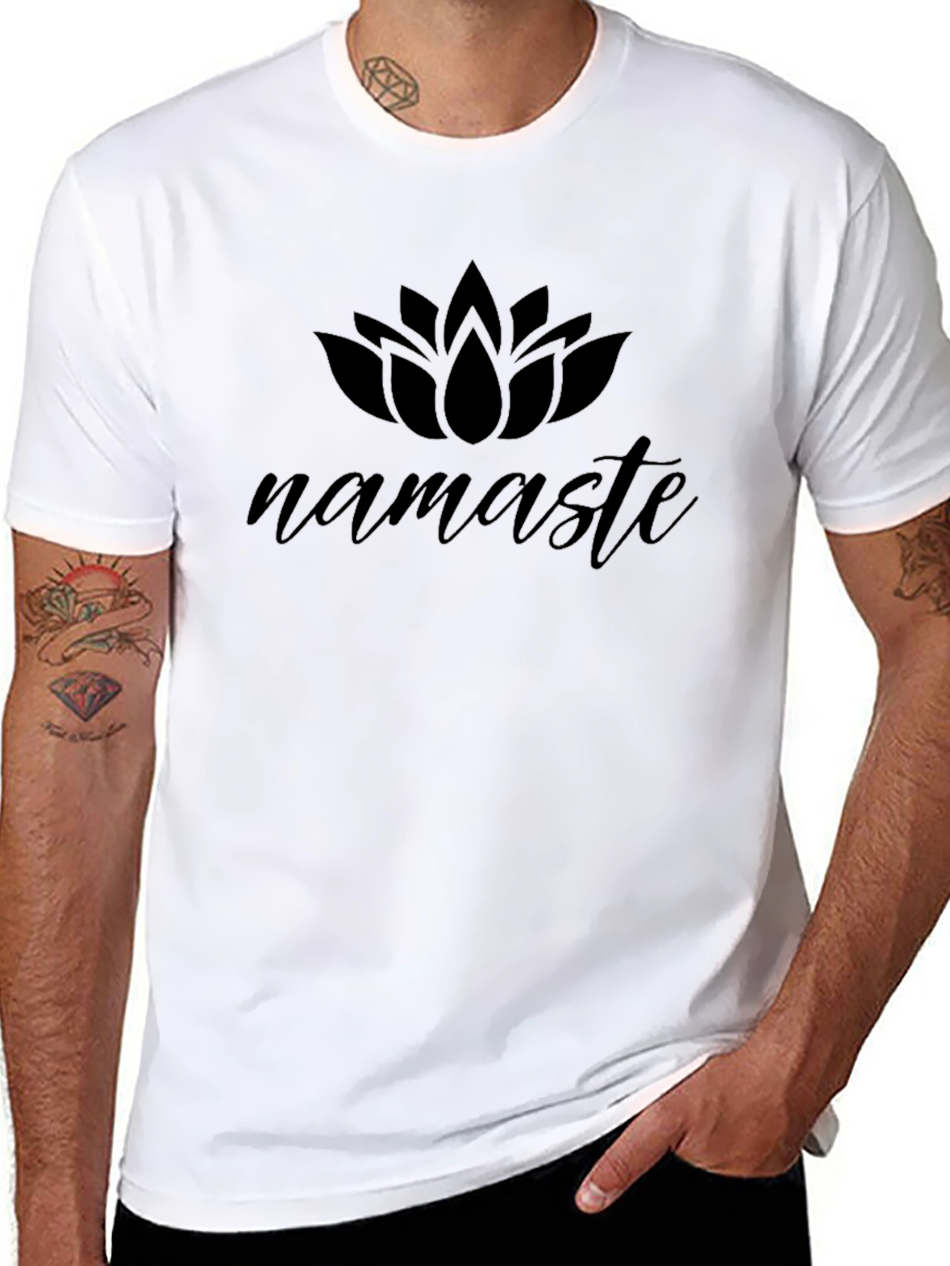 Namaste Lotus Graphic Tee - Black Cotton Comfort