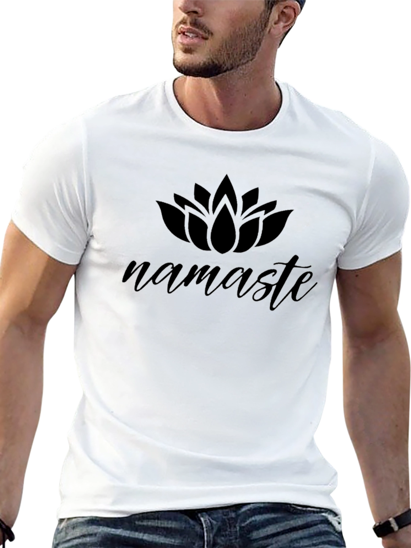 Namaste Lotus Graphic Tee - Black Cotton Comfort