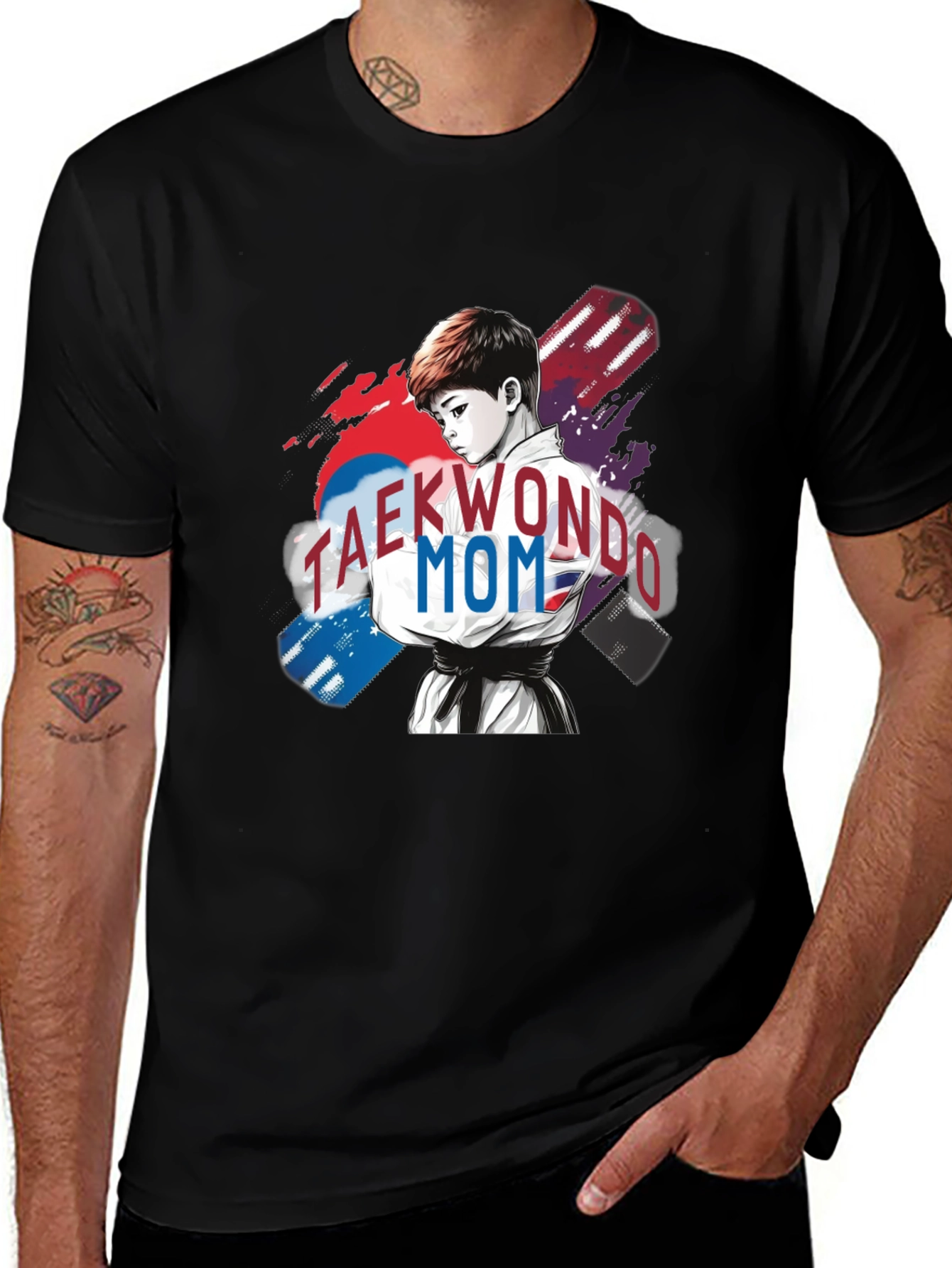 Taekwondo Mom Graphic T-Shirt - Black