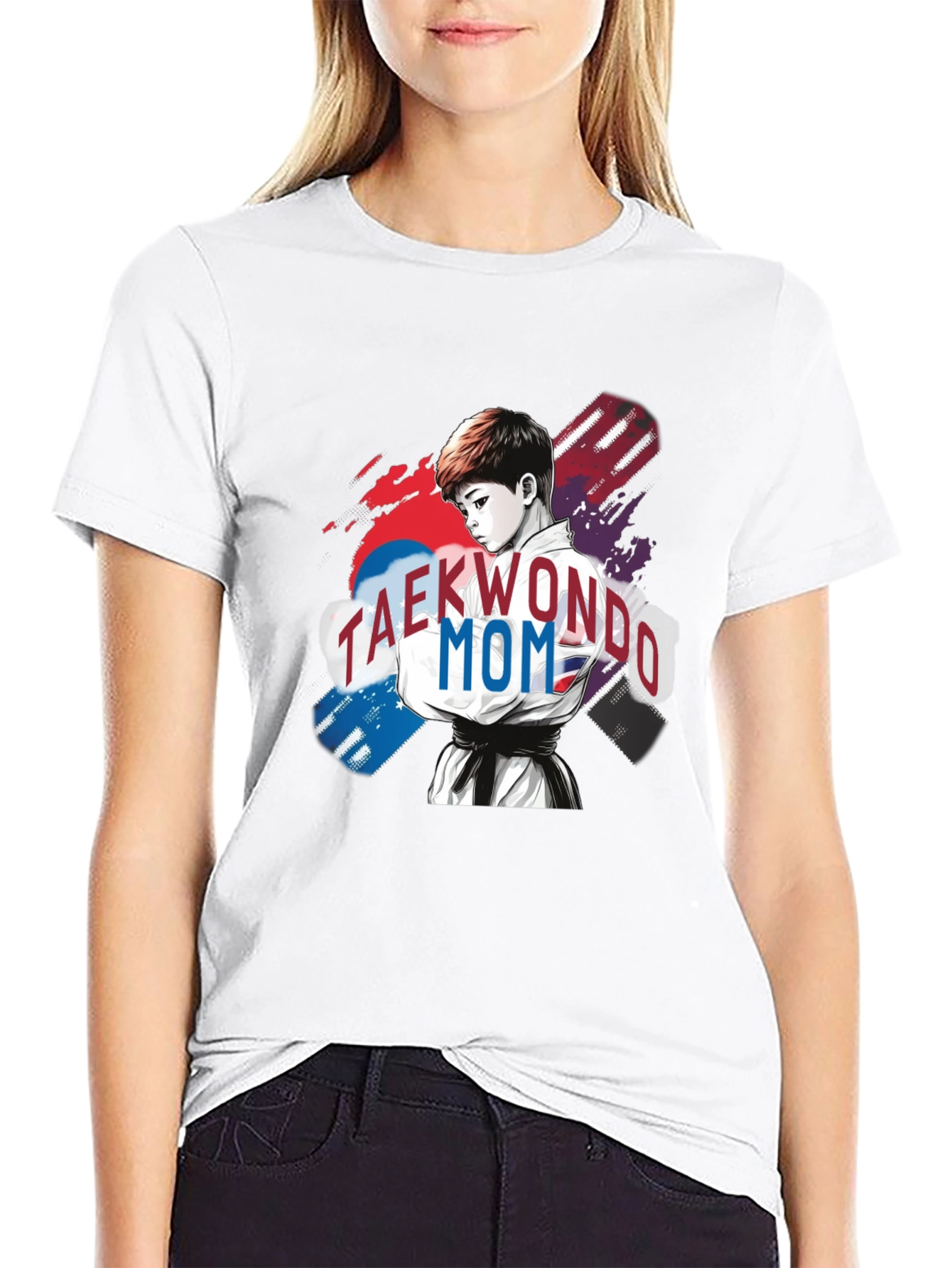 Taekwondo Mom Graphic T-Shirt - Black