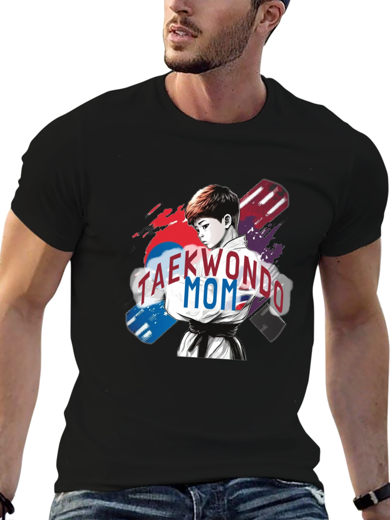 Taekwondo Mom Graphic T-Shirt - Black