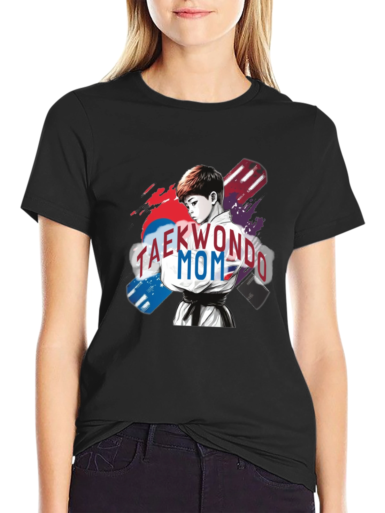 Taekwondo Mom Graphic T-Shirt - Black