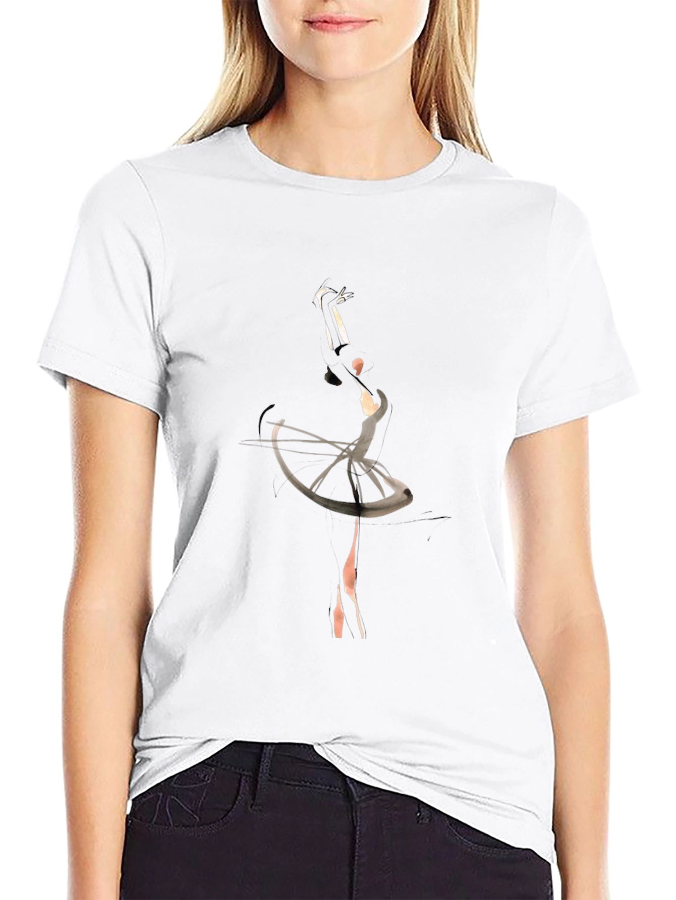 Ballet Dancer Graphic Tee - Elegant Style