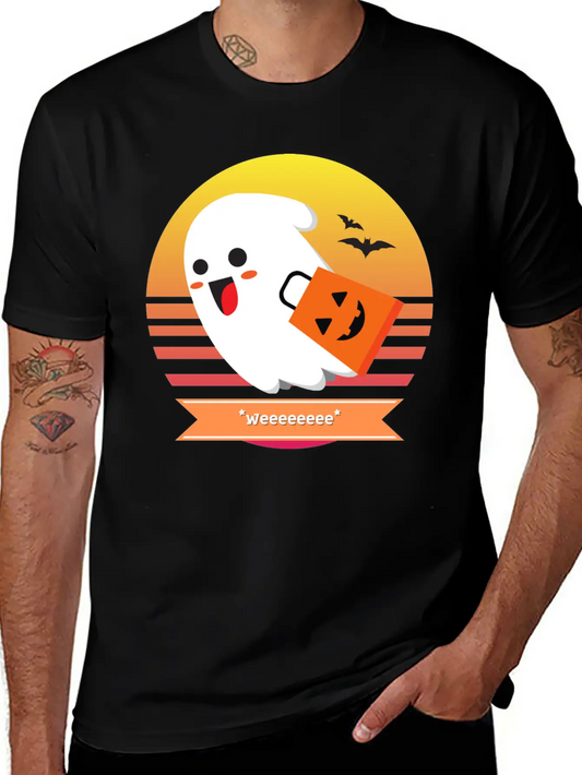 Halloween Cute Ghost Goes *Weeeeeeee* Trick Or Unisex Casual T-Shirt – Clean Design For Daily Comfort