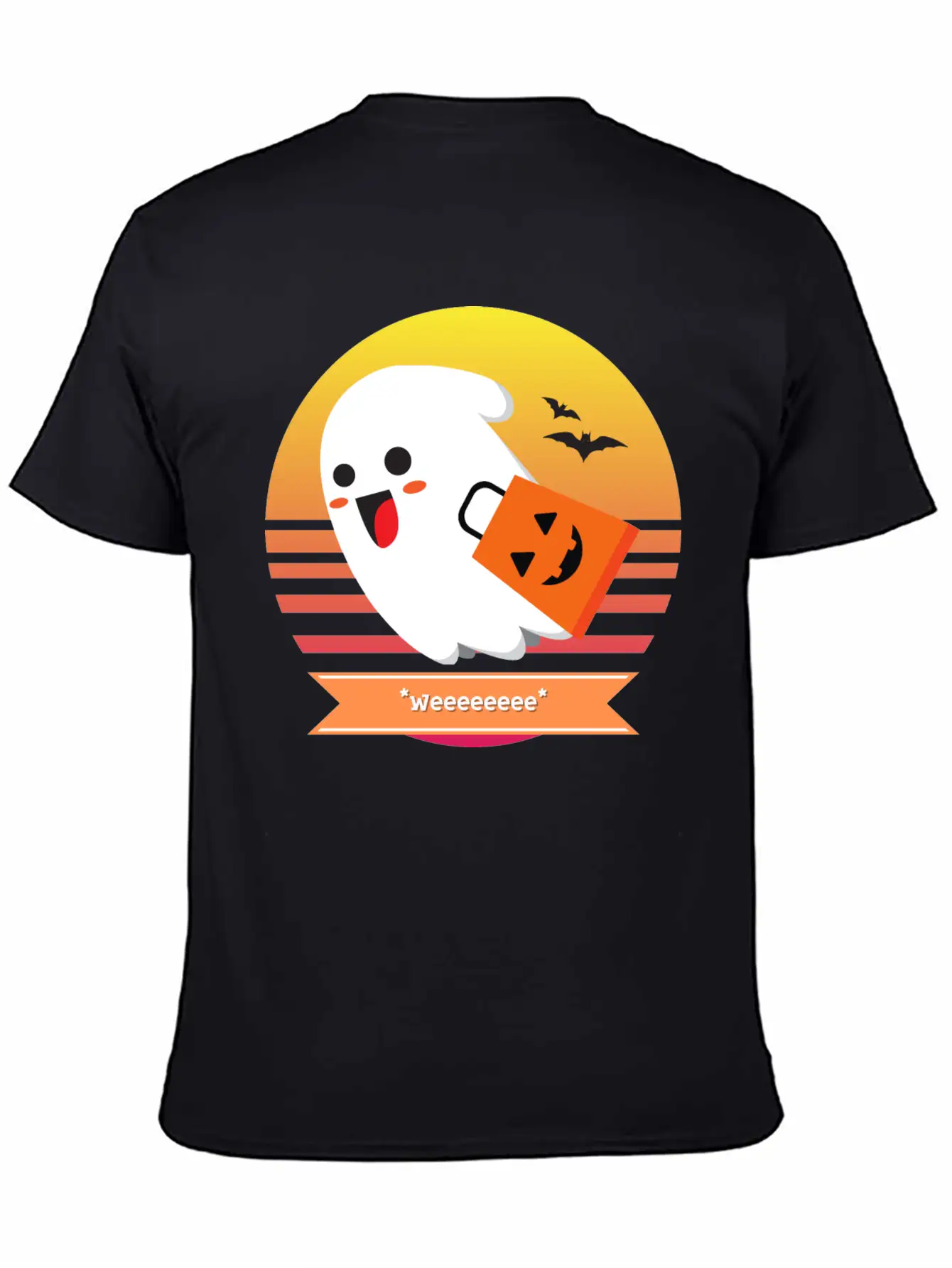 Halloween Cute Ghost Goes *Weeeeeeee* Trick Or Unisex Casual T-Shirt – Clean Design For Daily Comfort