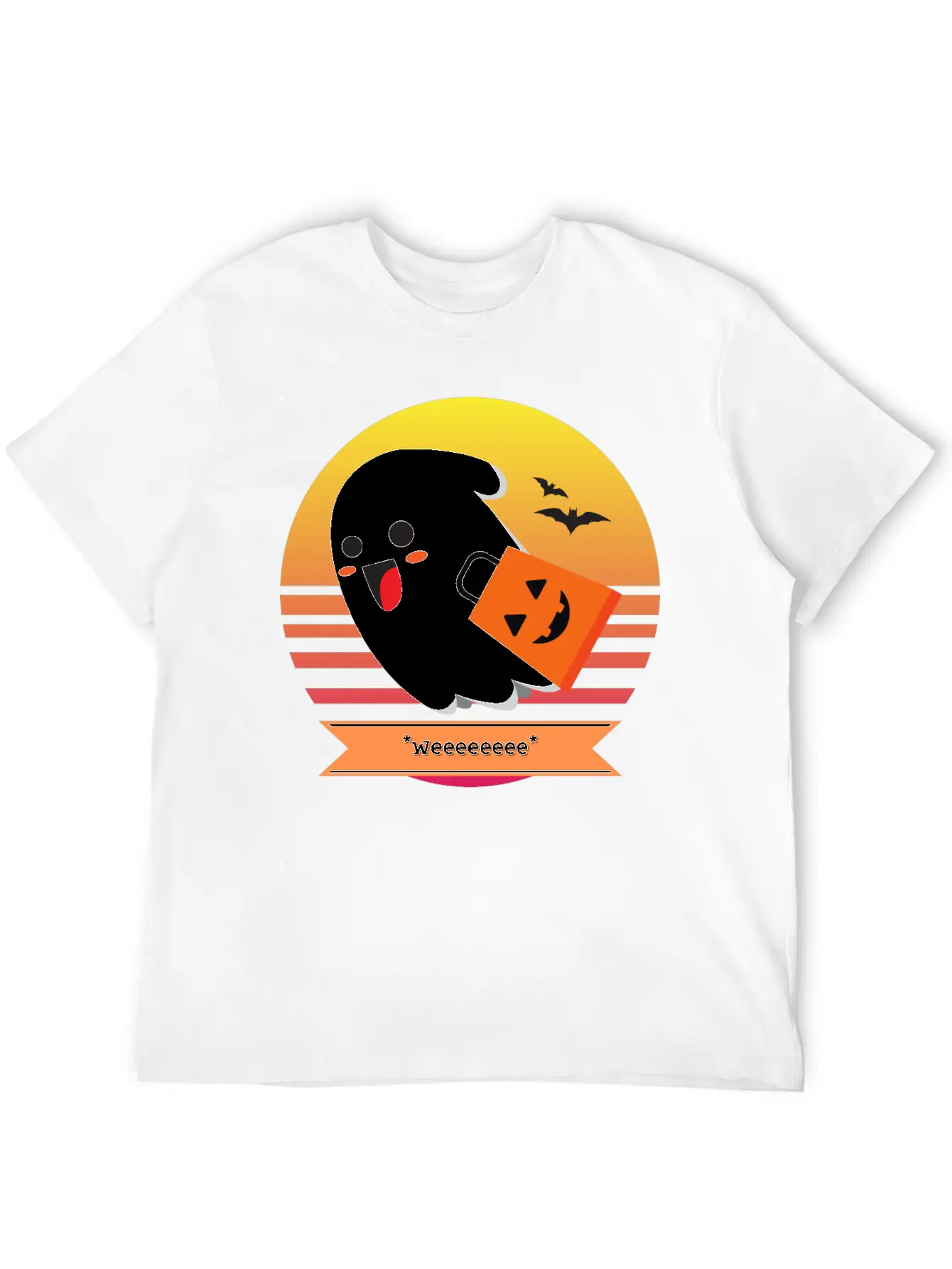 Halloween Cute Ghost Goes *Weeeeeeee* Trick Or Unisex Casual T-Shirt – Clean Design For Daily Comfort