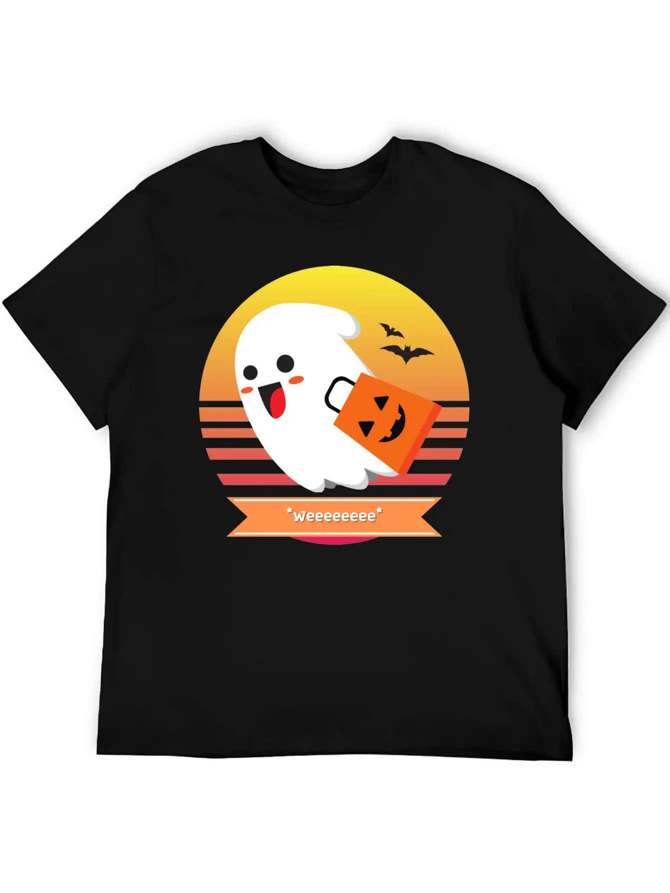 Halloween Cute Ghost Goes *Weeeeeeee* Trick Or Unisex Casual T-Shirt – Clean Design For Daily Comfort