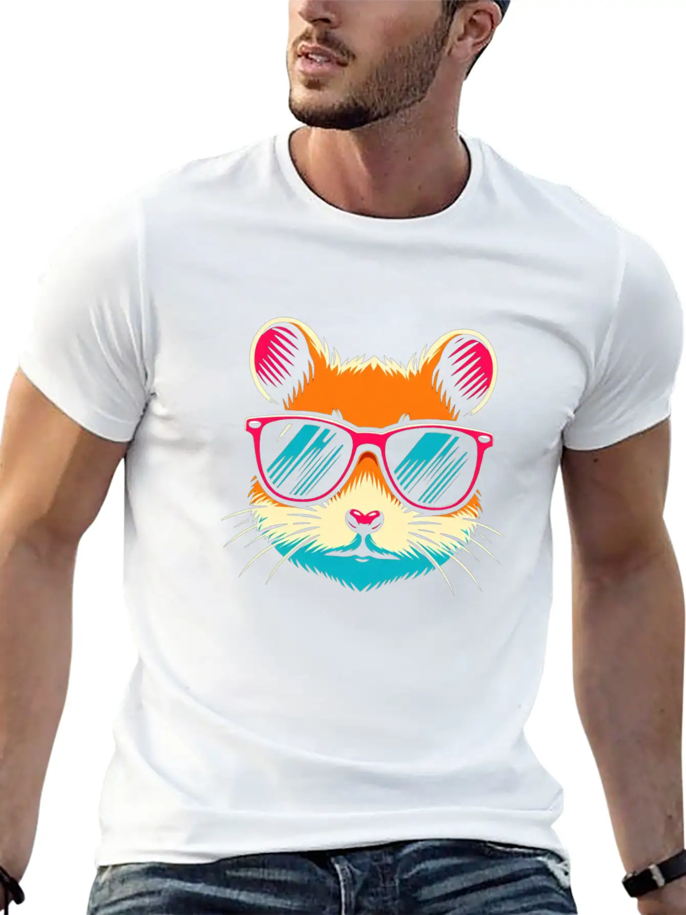 Hamster With Sunglasses Animal Pet Art 1 Unisex Casual T-Shirt – Clean Design For Daily Comfort
