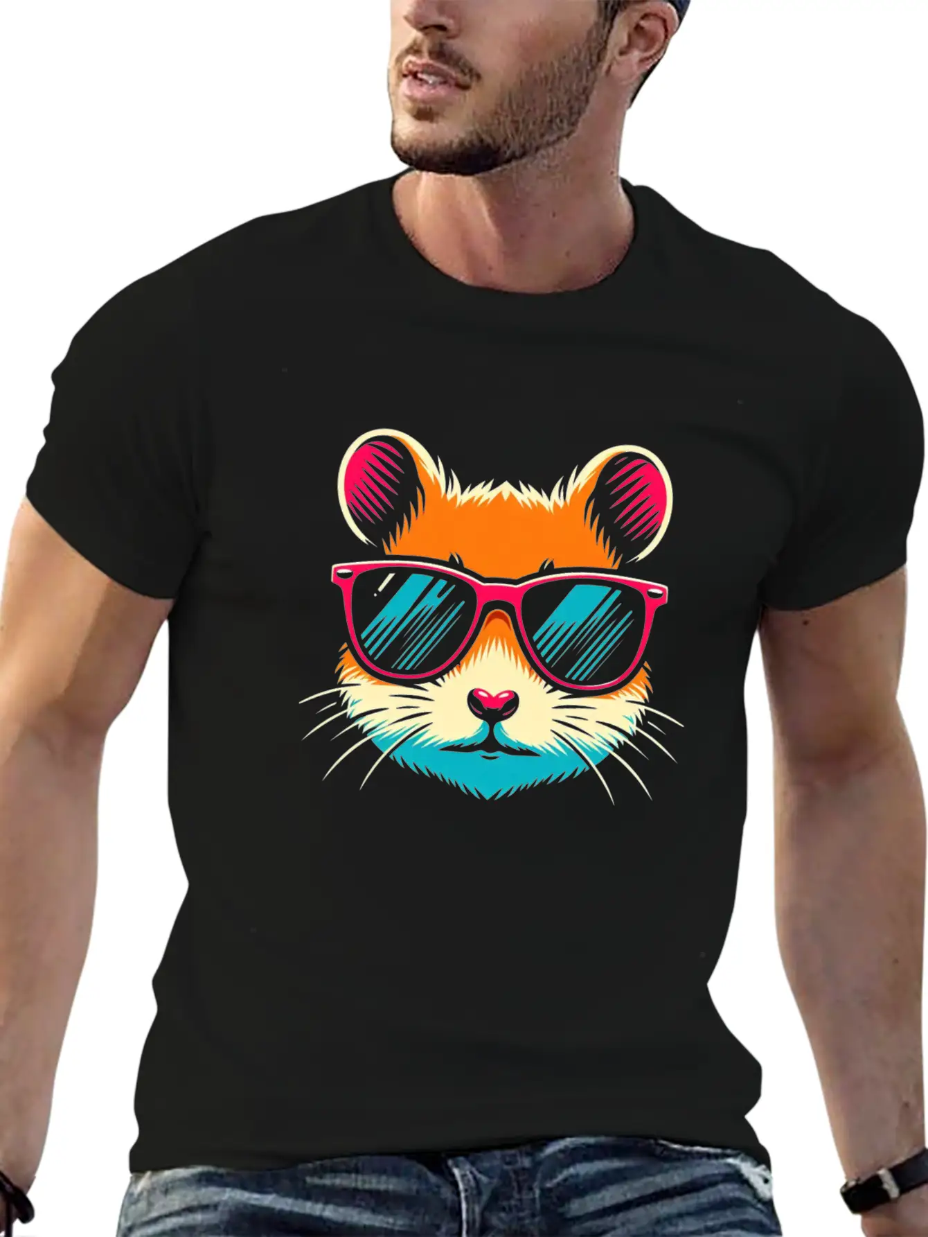 Hamster With Sunglasses Animal Pet Art 1 Unisex Casual T-Shirt – Clean Design For Daily Comfort