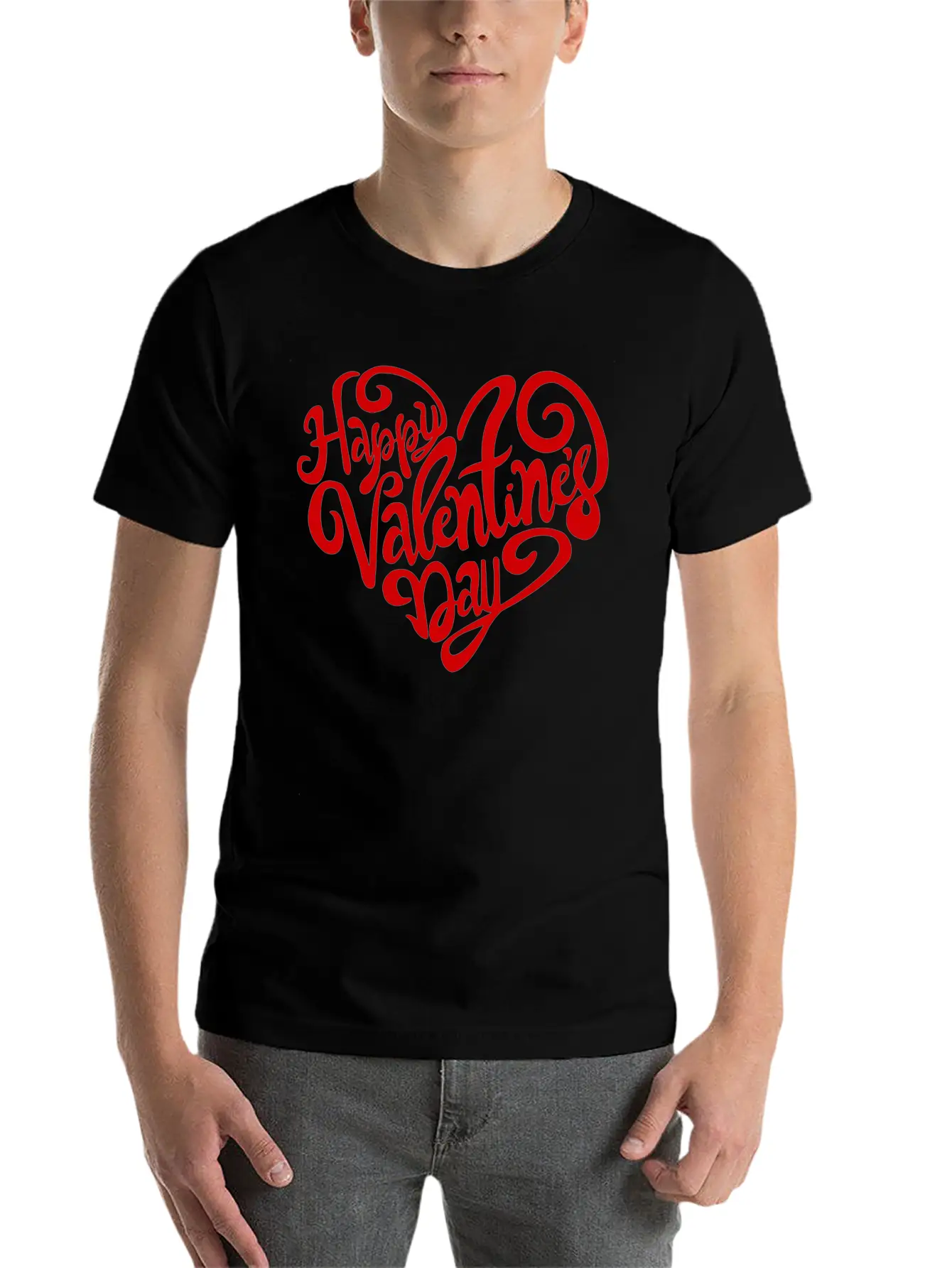 Happy Valentine's Day Unisex Casual T-Shirt – Clean Design For Daily Comfort