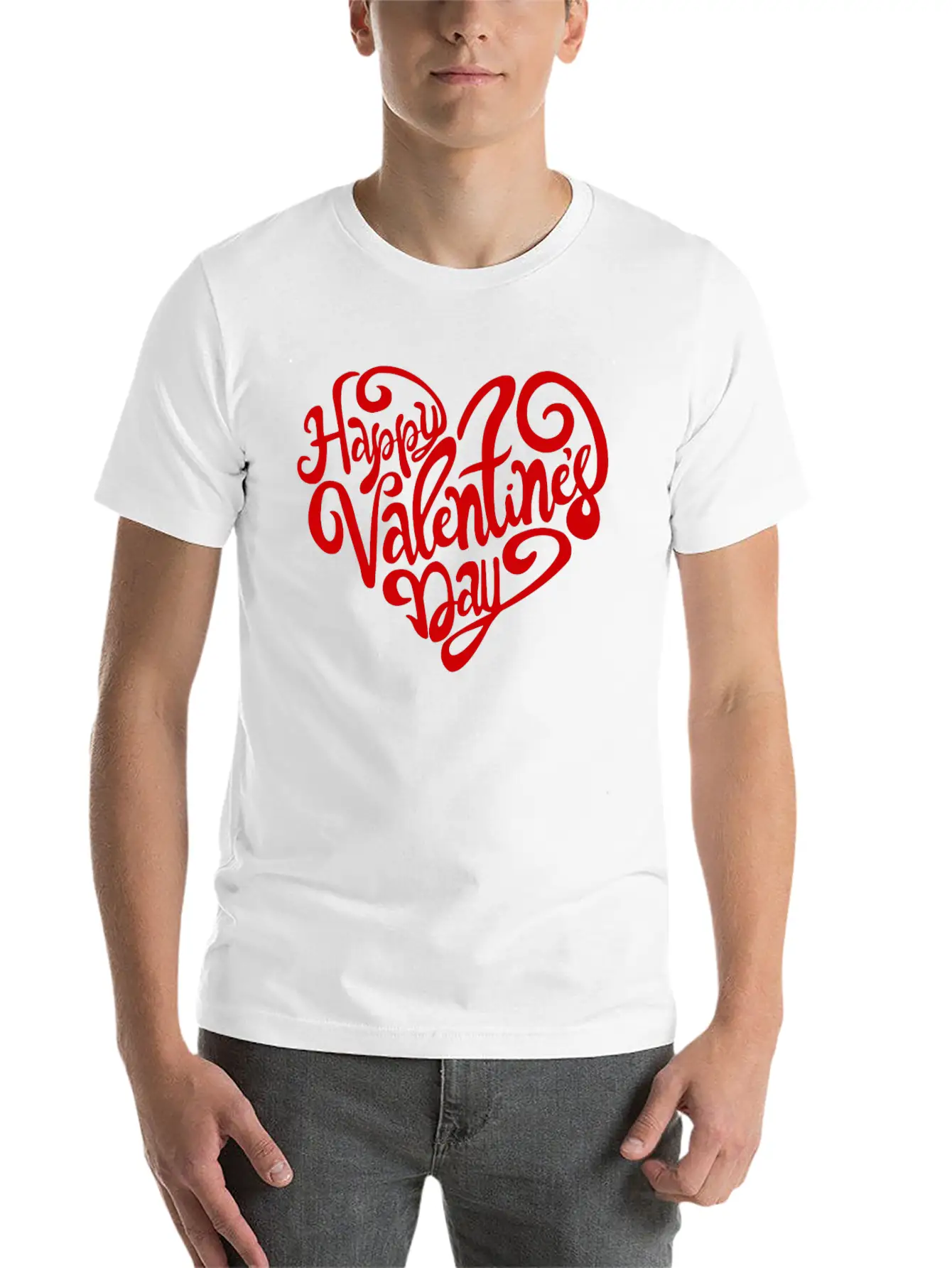 Happy Valentine's Day Unisex Casual T-Shirt – Clean Design For Daily Comfort