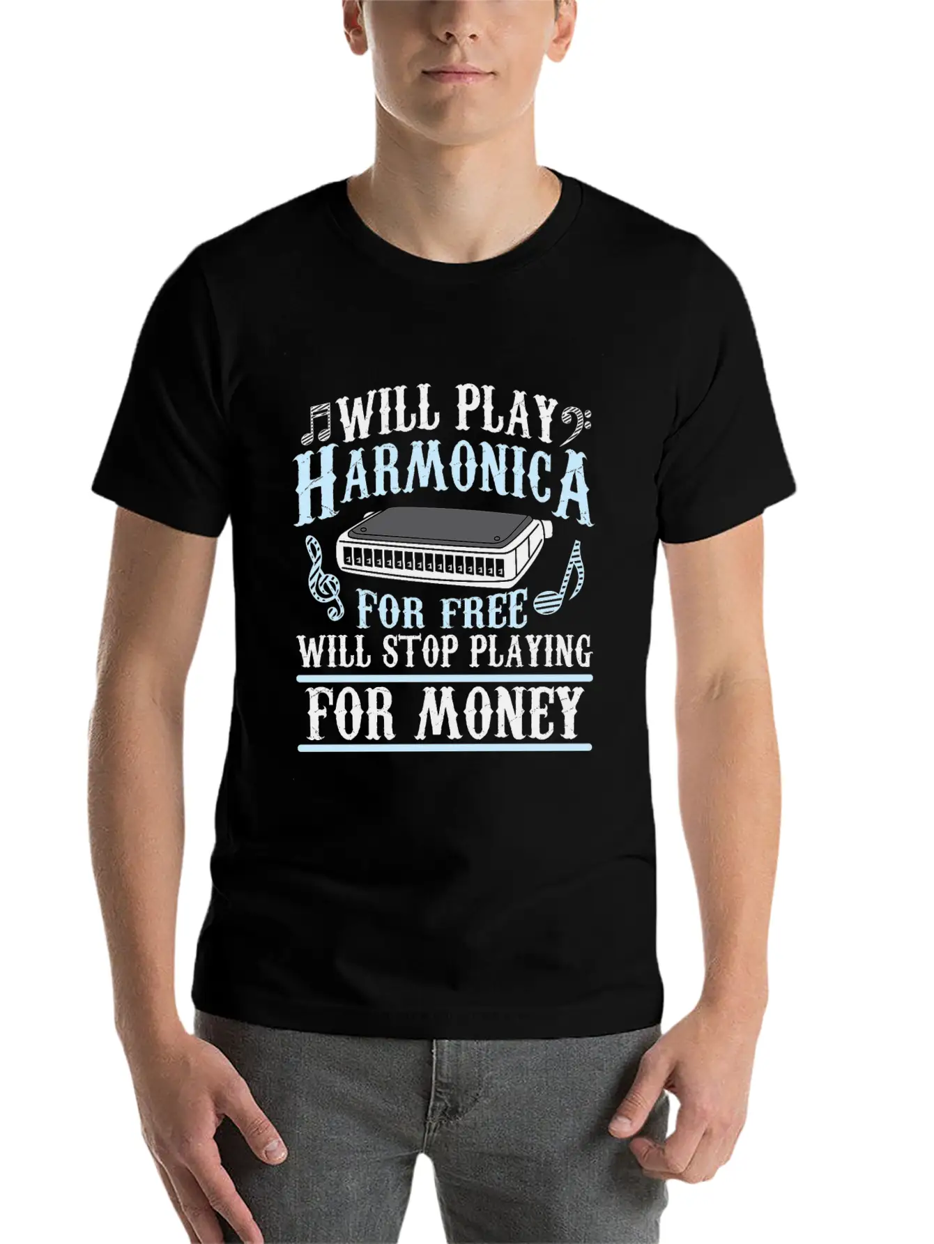 Harmonica Player Blues Music French Harp Lover Unisex Casual T-Shirt – Clean Design For Daily Comfort