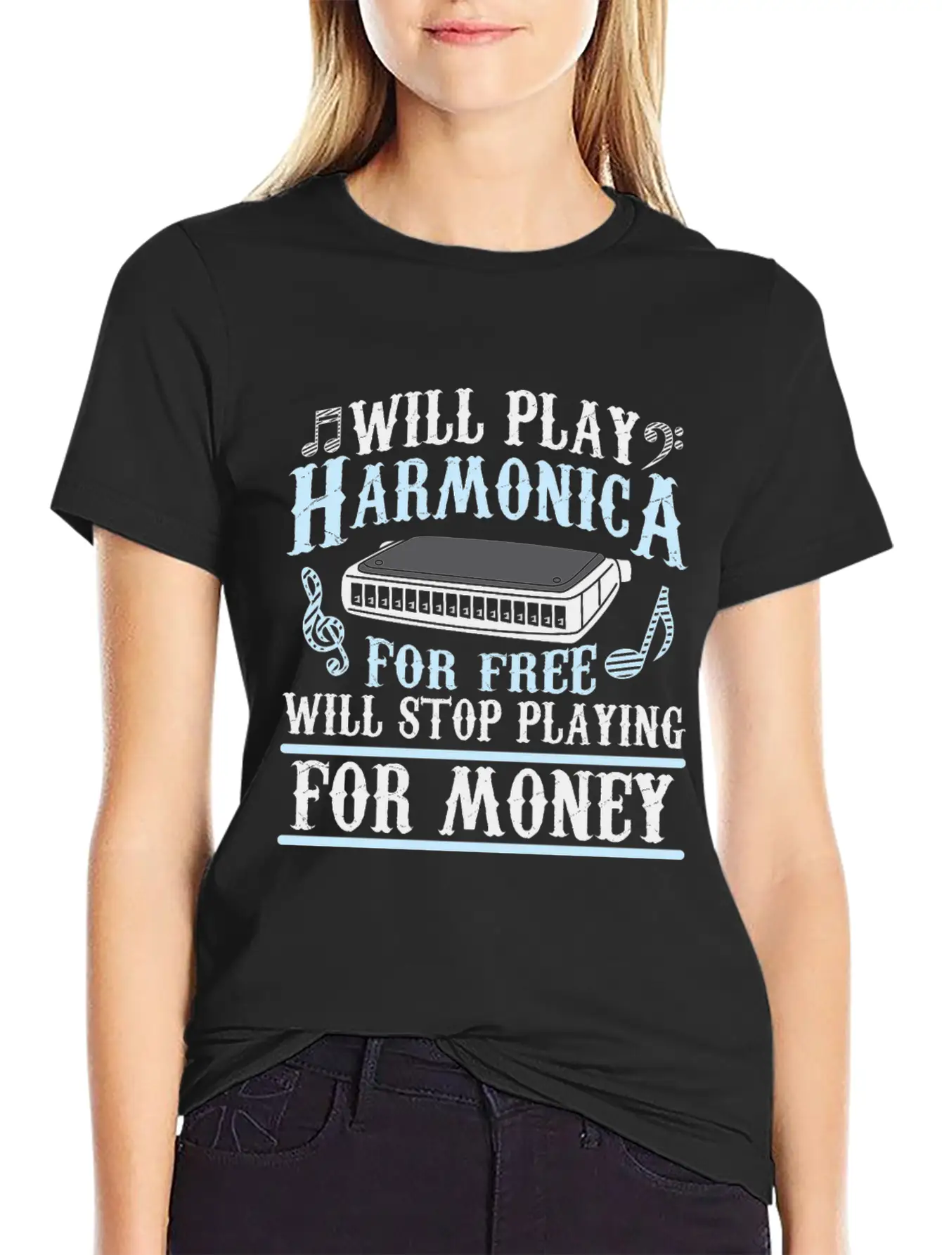 Harmonica Player Blues Music French Harp Lover Unisex Casual T-Shirt – Clean Design For Daily Comfort