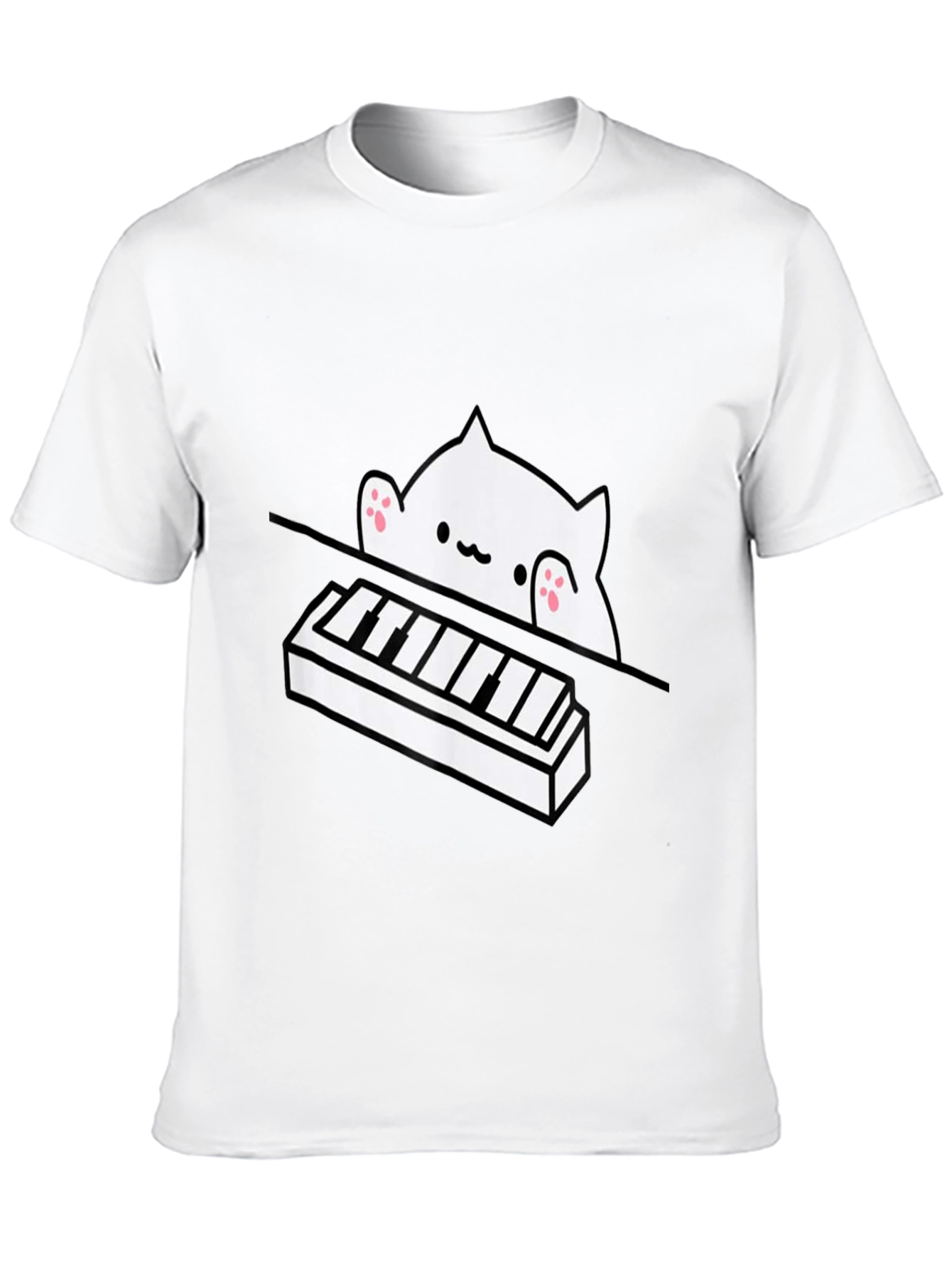Bongo Cat Piano T-Shirt - Black