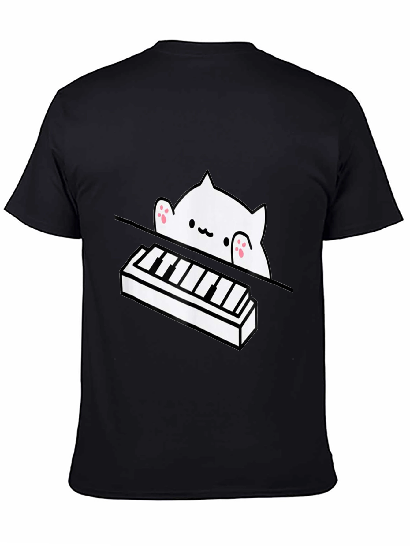 Bongo Cat Piano T-Shirt - Black