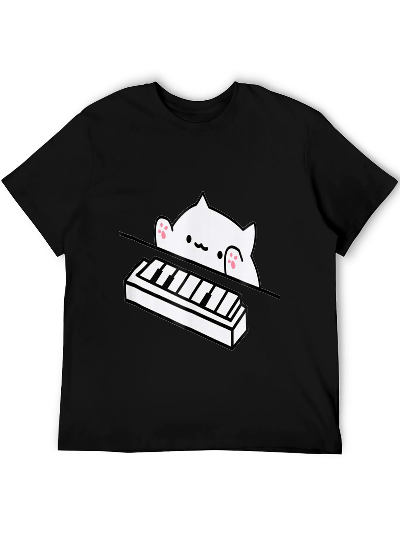 Bongo Cat Piano T-Shirt - Black