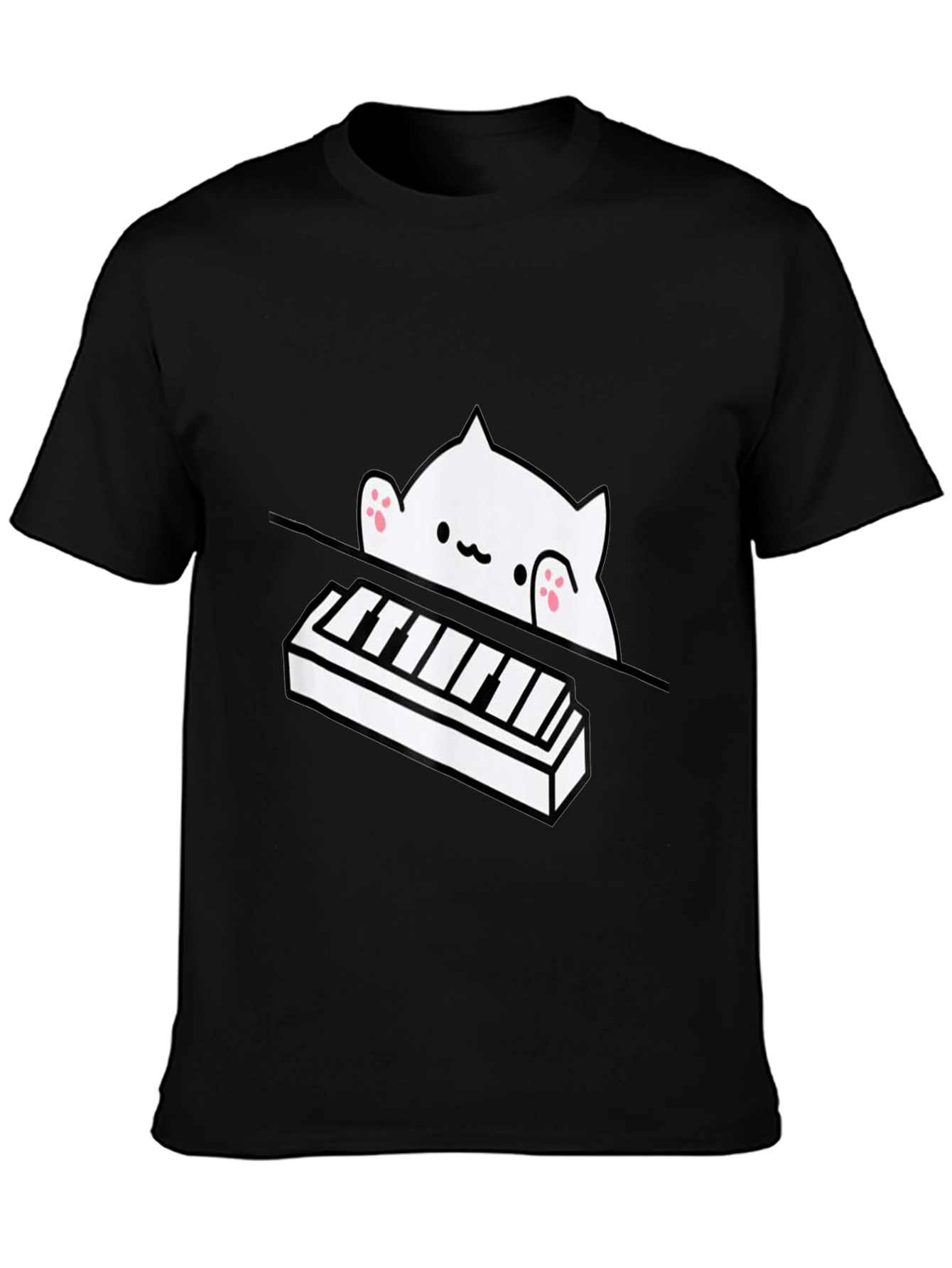 Bongo Cat Piano T-Shirt - Black