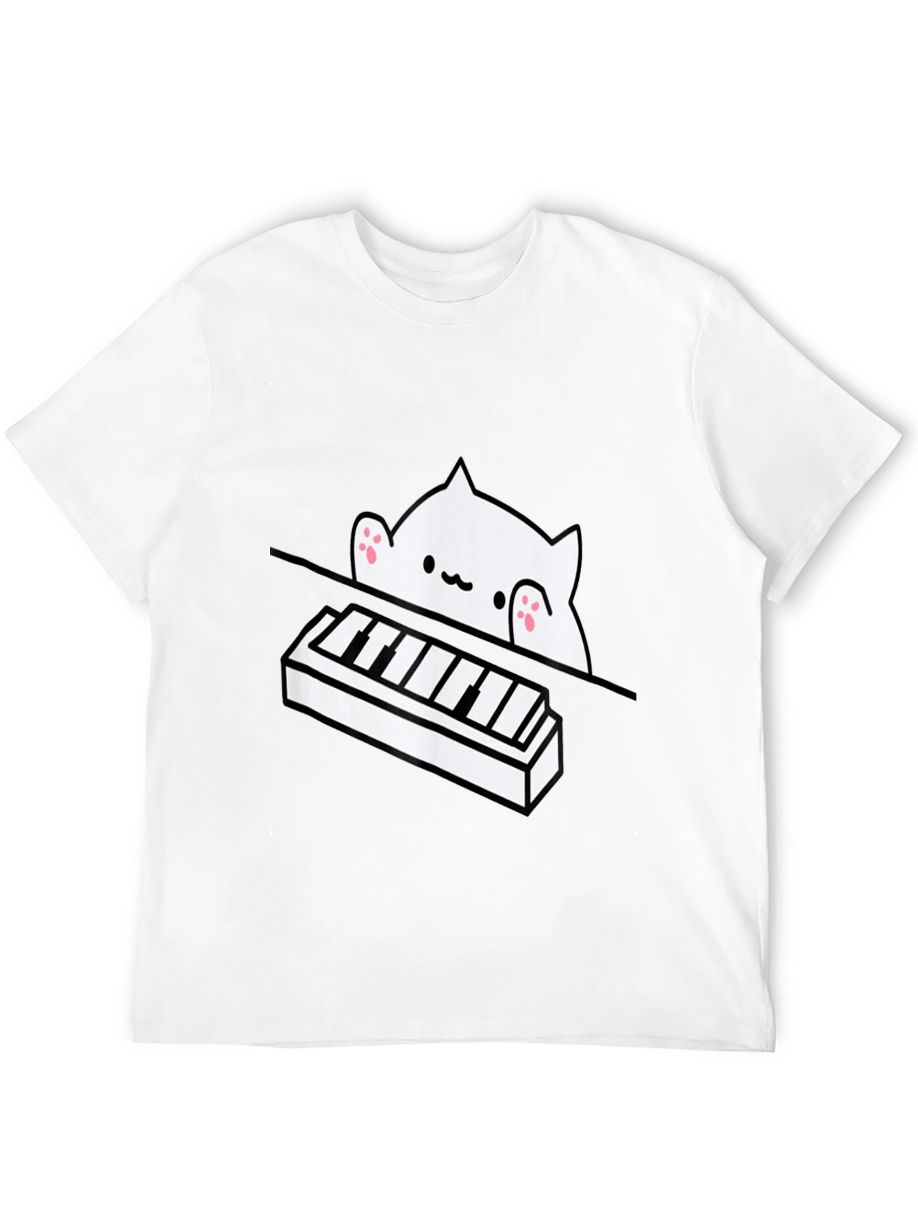 Bongo Cat Piano T-Shirt - Black