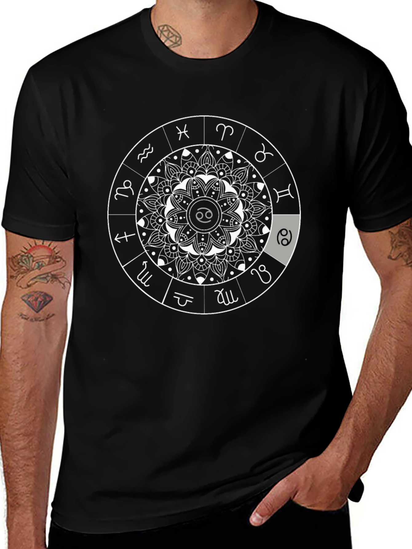 Zodiac Astrology Mandala T-Shirt - Cancer Sign