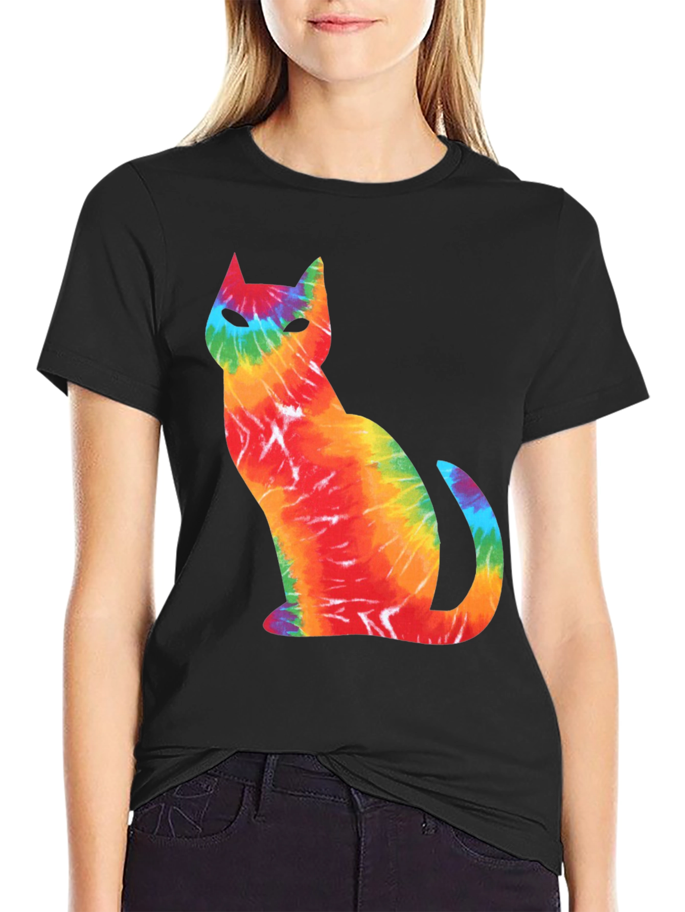 Tie-Dye Cat Graphic T-Shirt