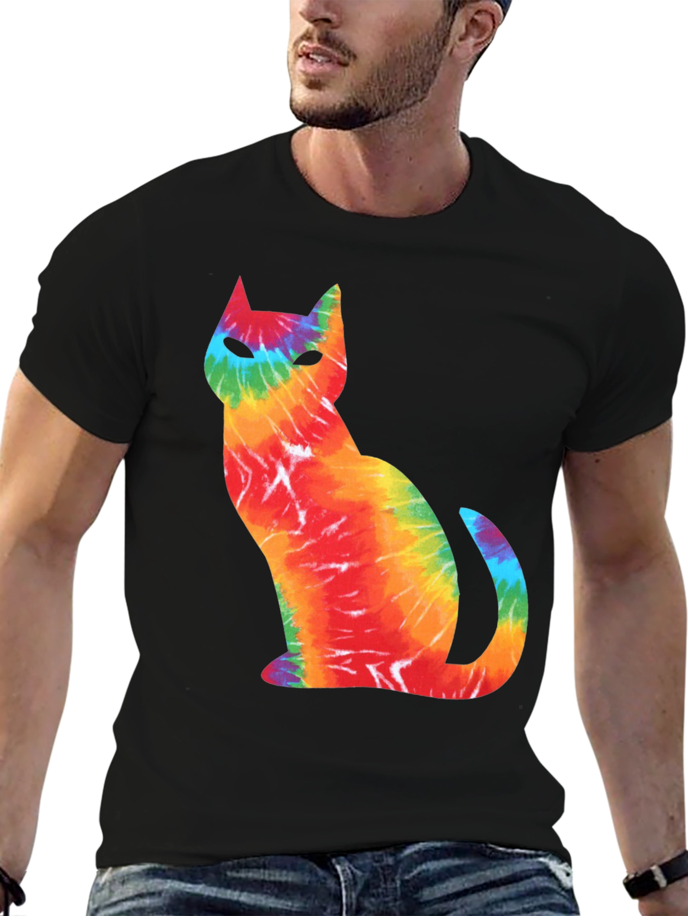 Tie-Dye Cat Graphic T-Shirt