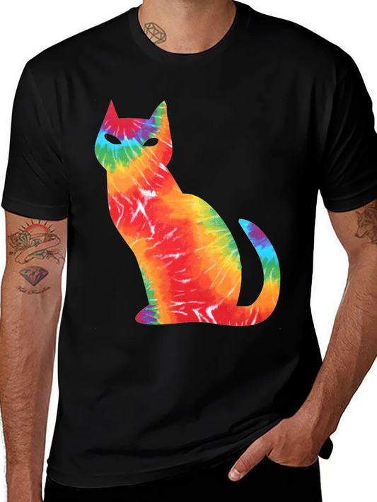 Tie-Dye Cat Graphic T-Shirt