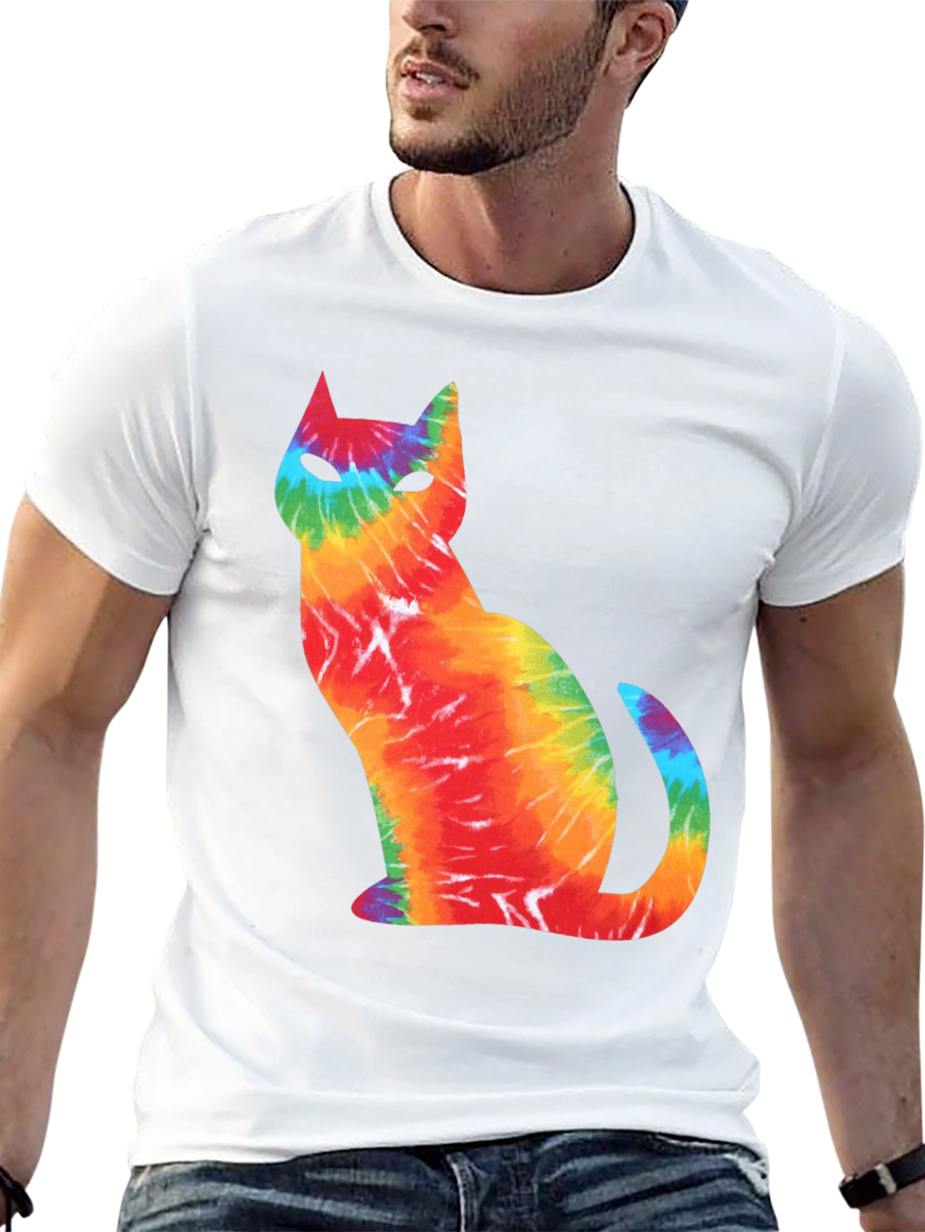 Tie-Dye Cat Graphic T-Shirt