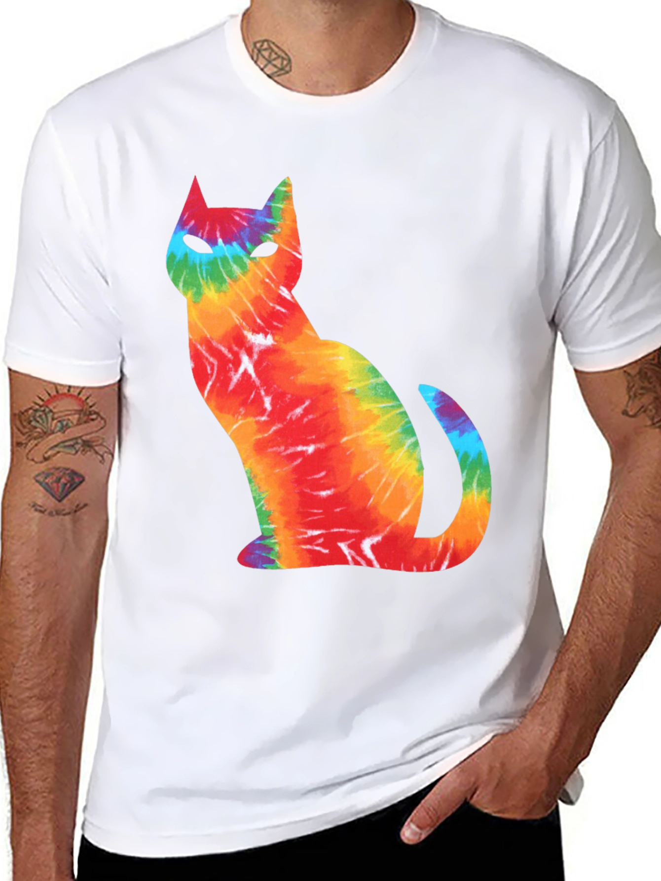 Tie-Dye Cat Graphic T-Shirt