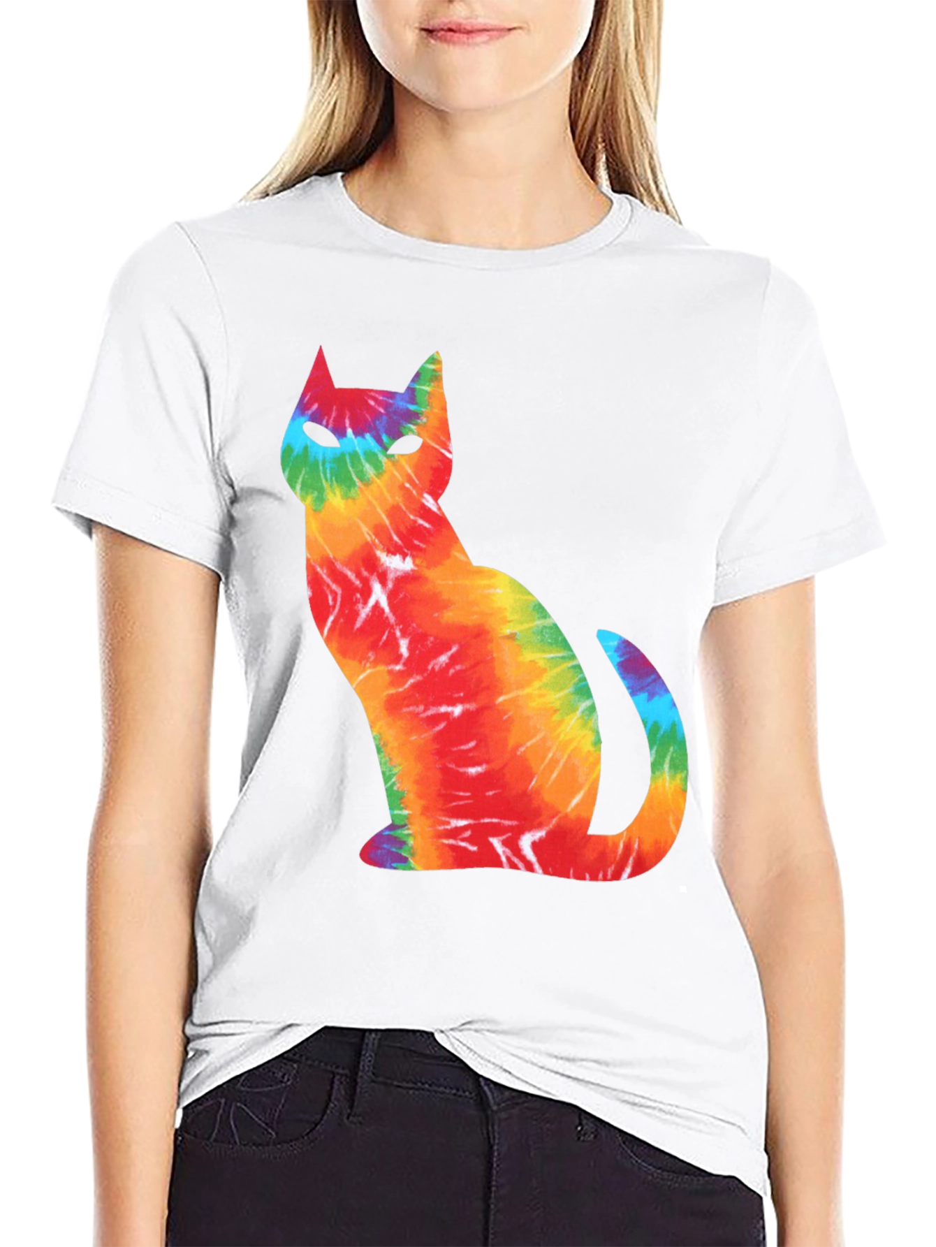Tie-Dye Cat Graphic T-Shirt