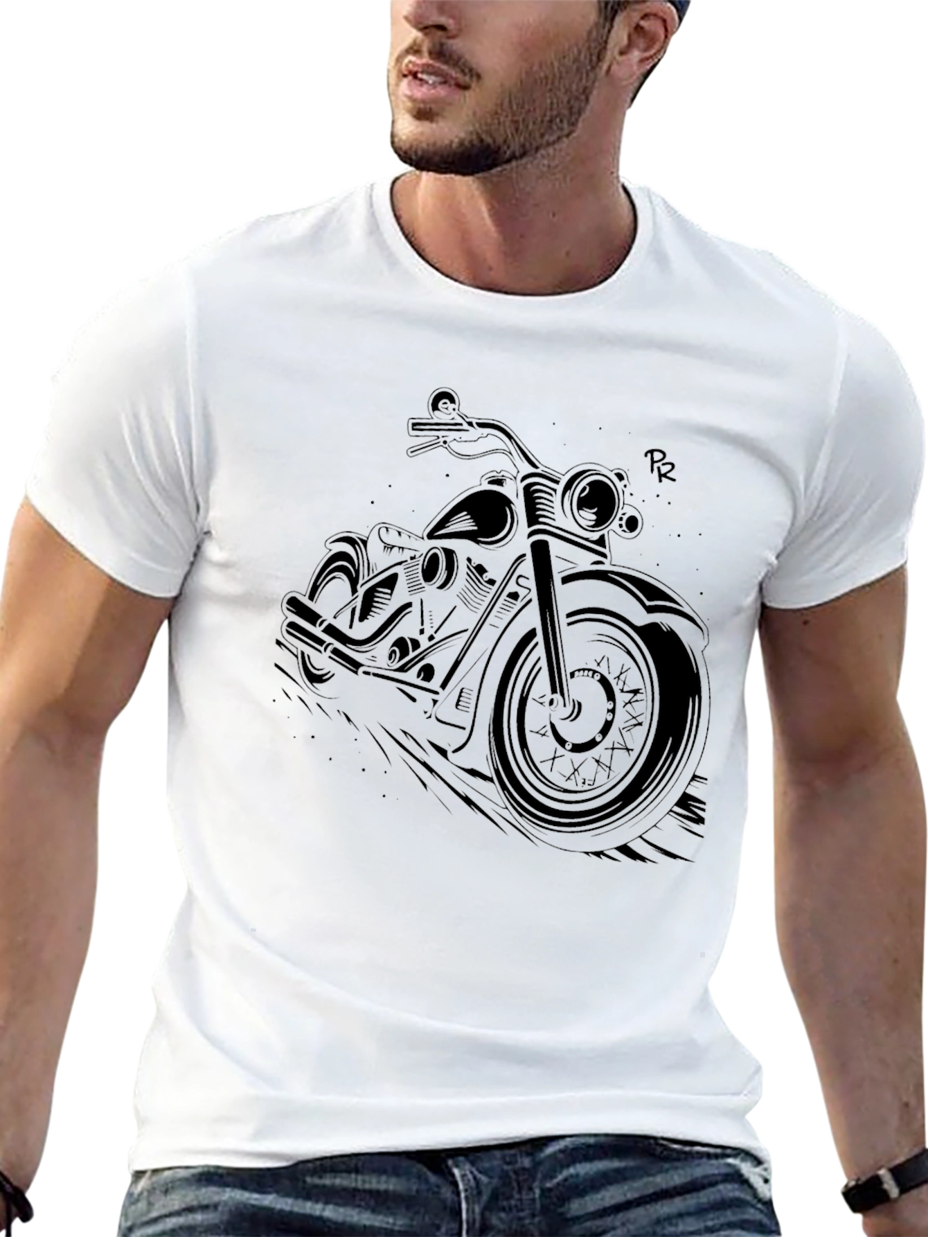 Black Motorcycle Graphic T-Shirt