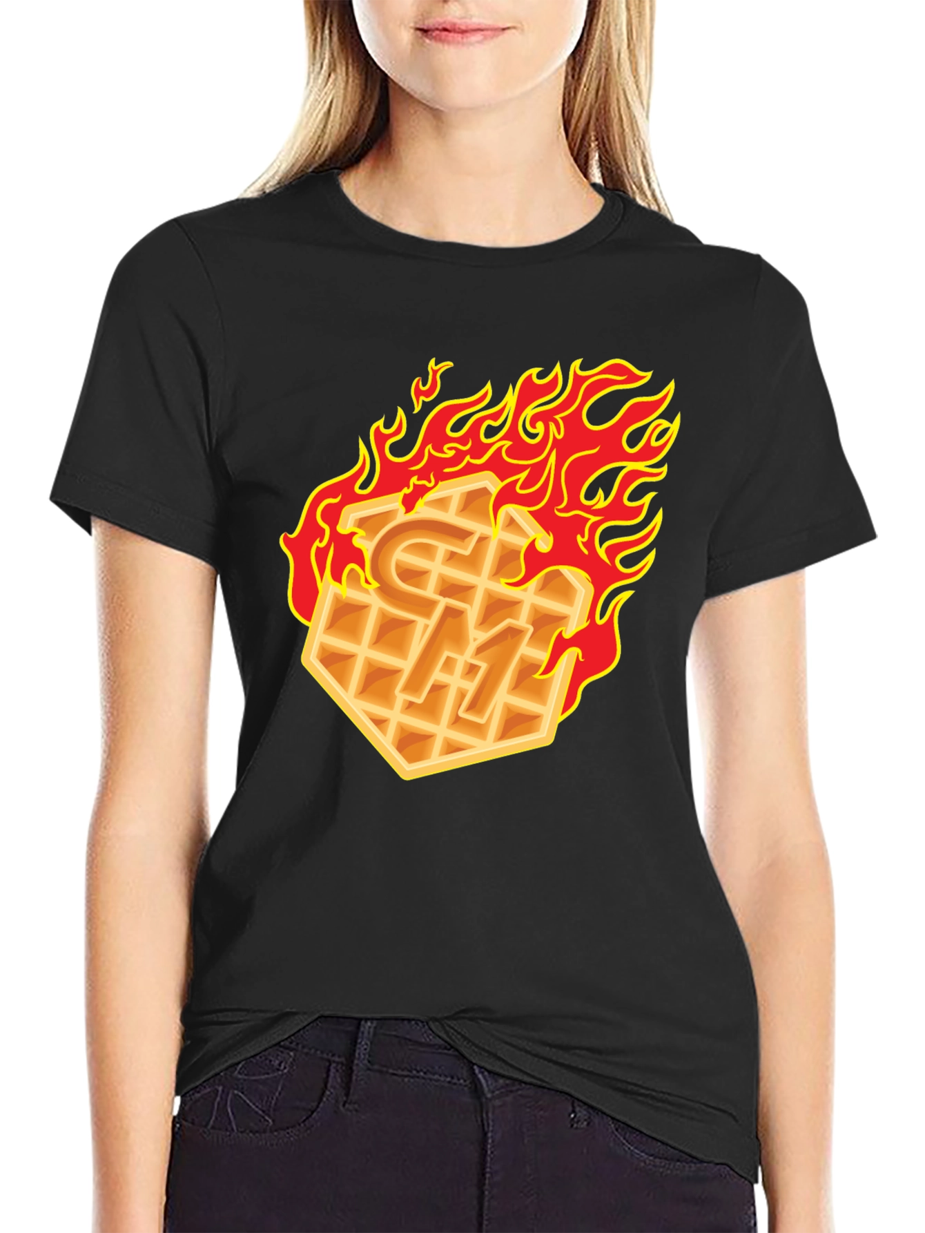 Flaming Waffle Graphic T-Shirt