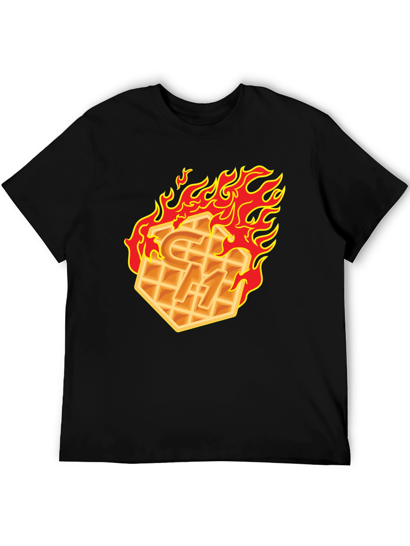 Flaming Waffle Graphic T-Shirt
