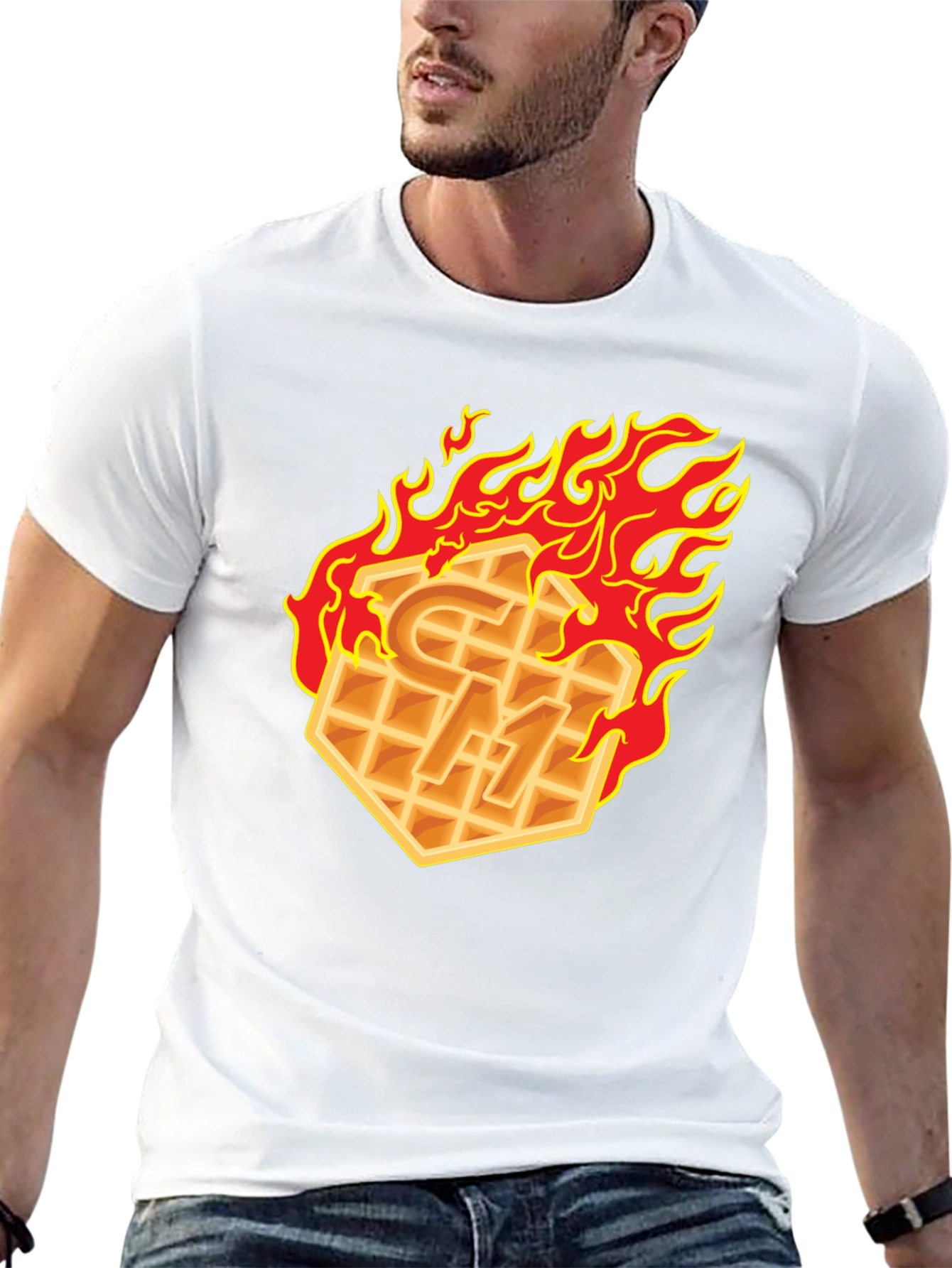 Flaming Waffle Graphic T-Shirt