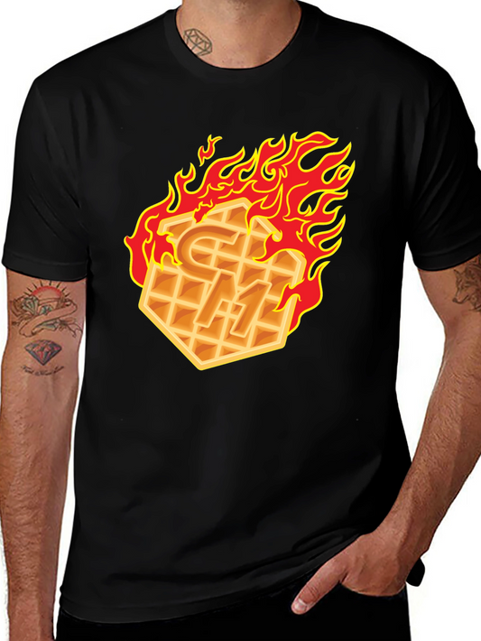 Flaming Waffle Graphic T-Shirt
