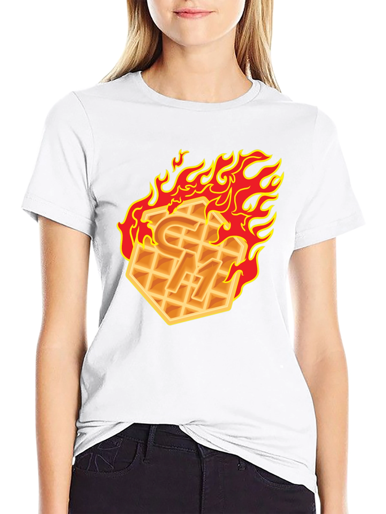Flaming Waffle Graphic T-Shirt