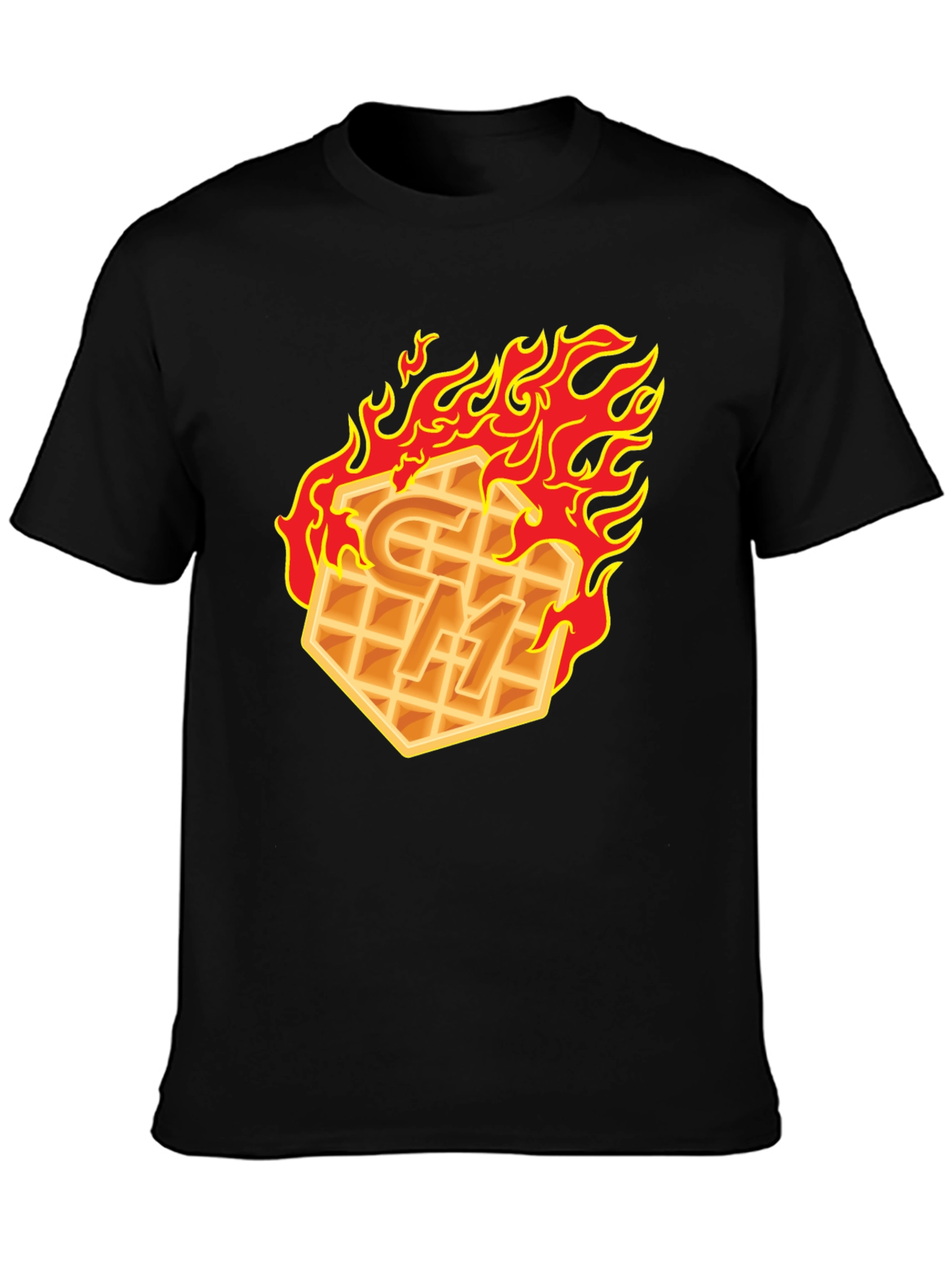 Flaming Waffle Graphic T-Shirt