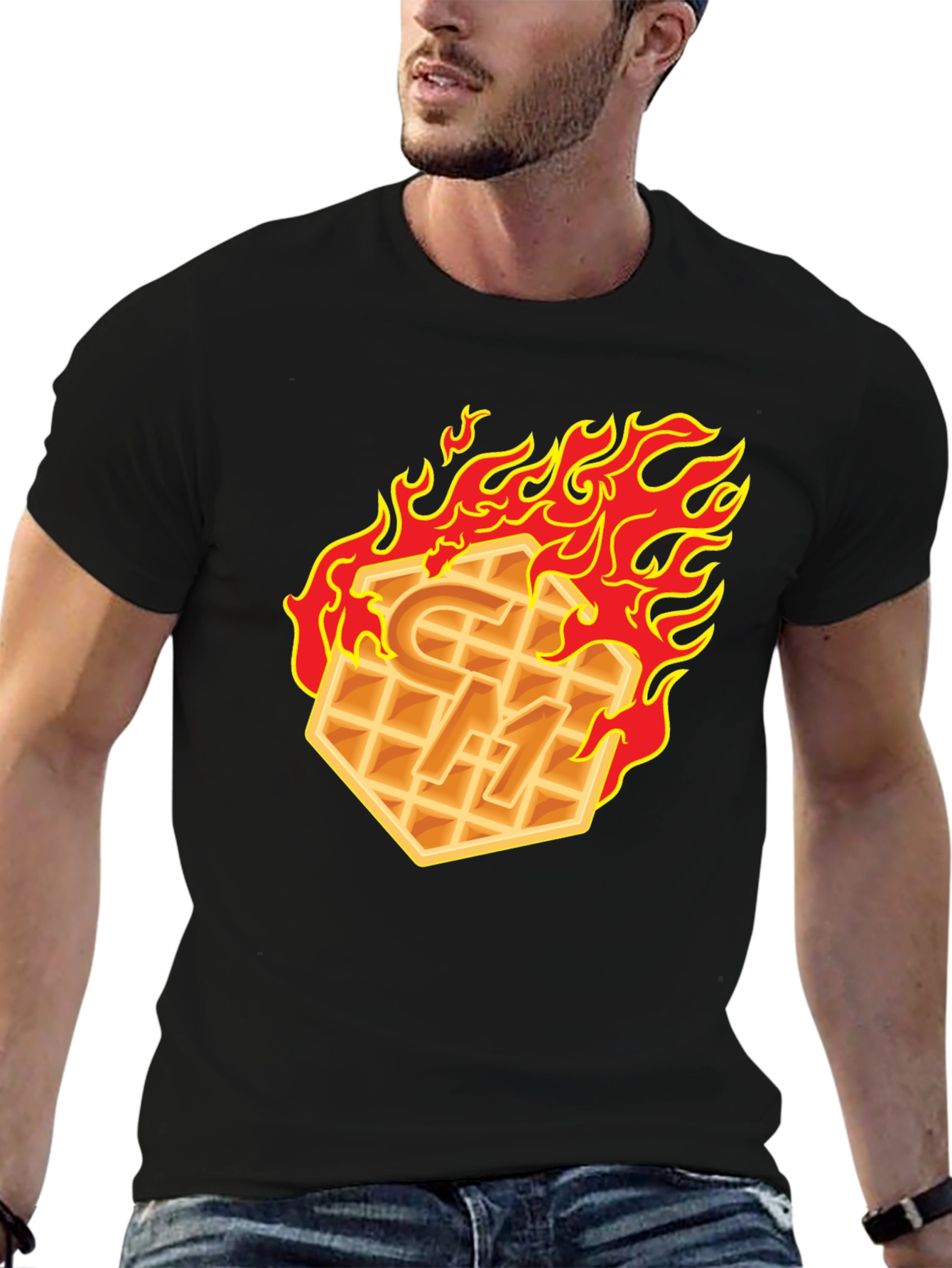 Flaming Waffle Graphic T-Shirt