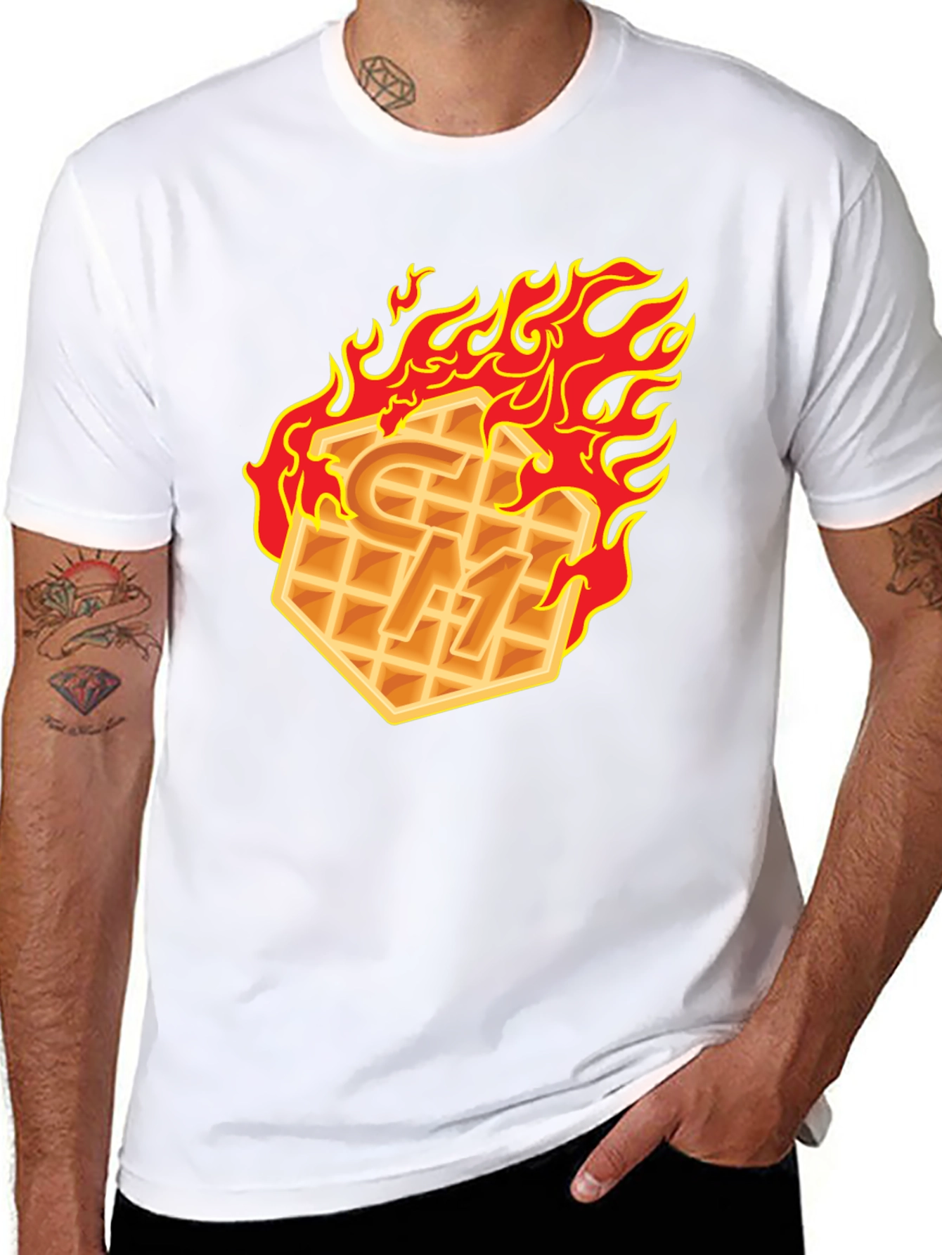 Flaming Waffle Graphic T-Shirt