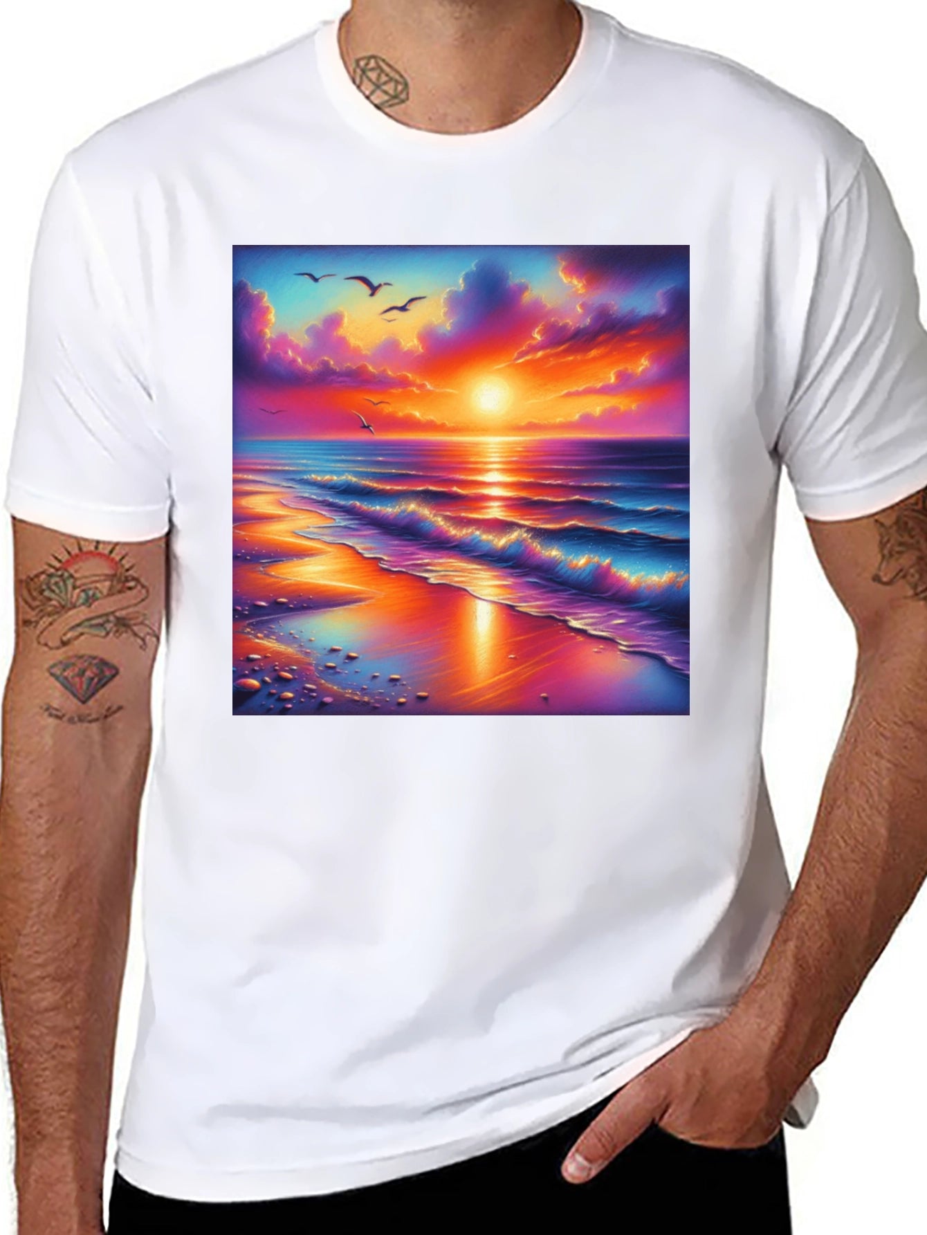 Sunset Beach Graphic Tee - Vibrant Design