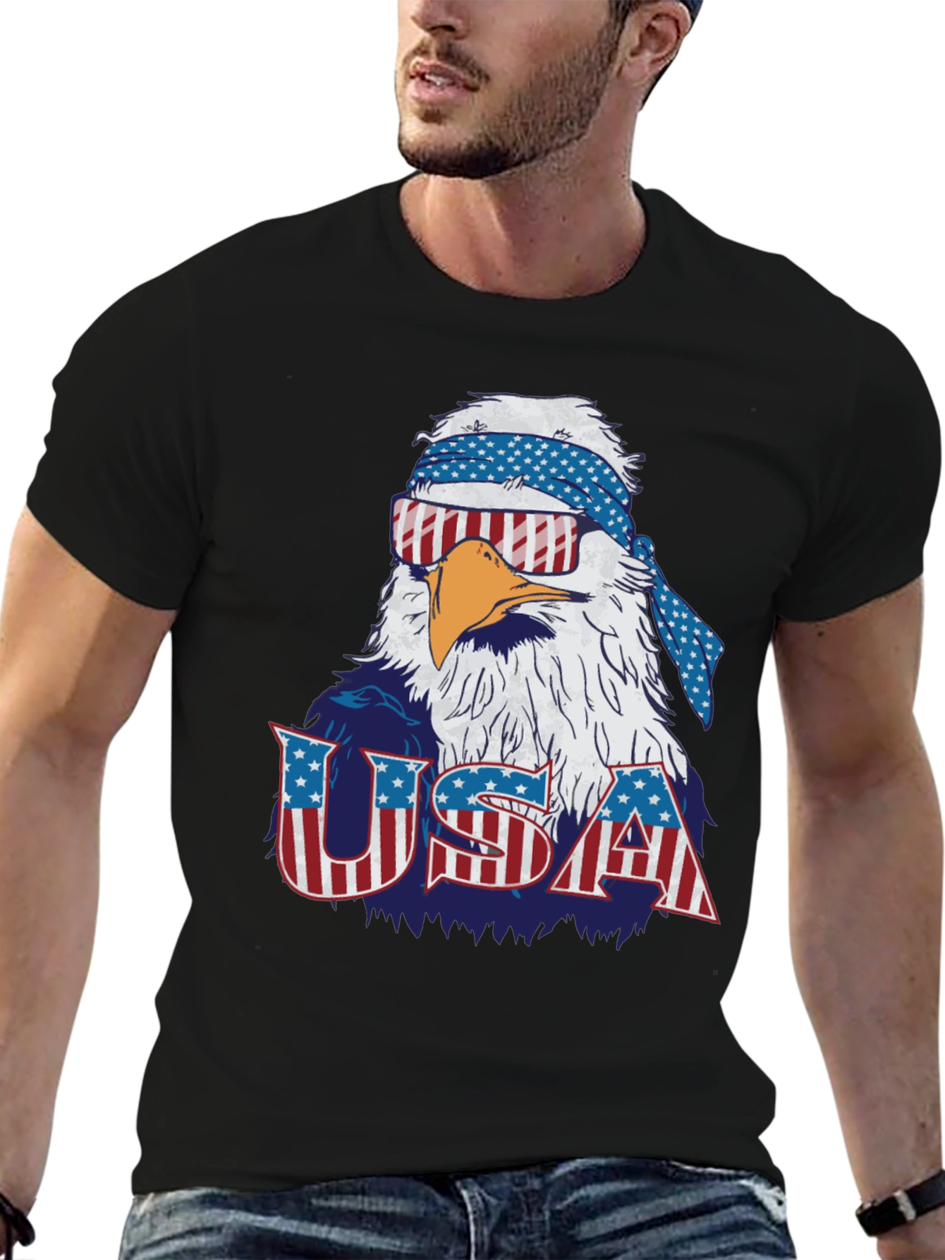 USA Patriotic Eagle Graphic T-Shirt