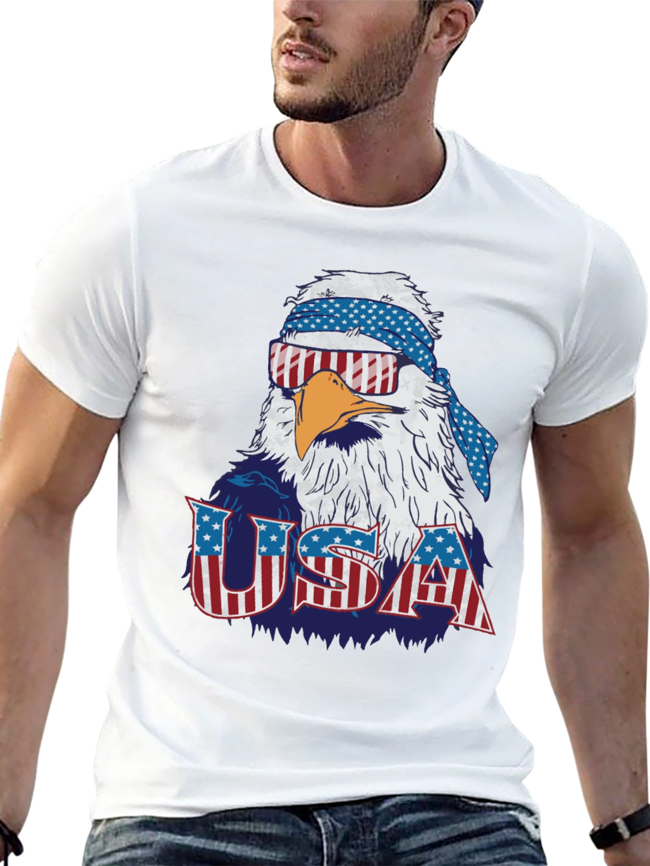 USA Patriotic Eagle Graphic T-Shirt