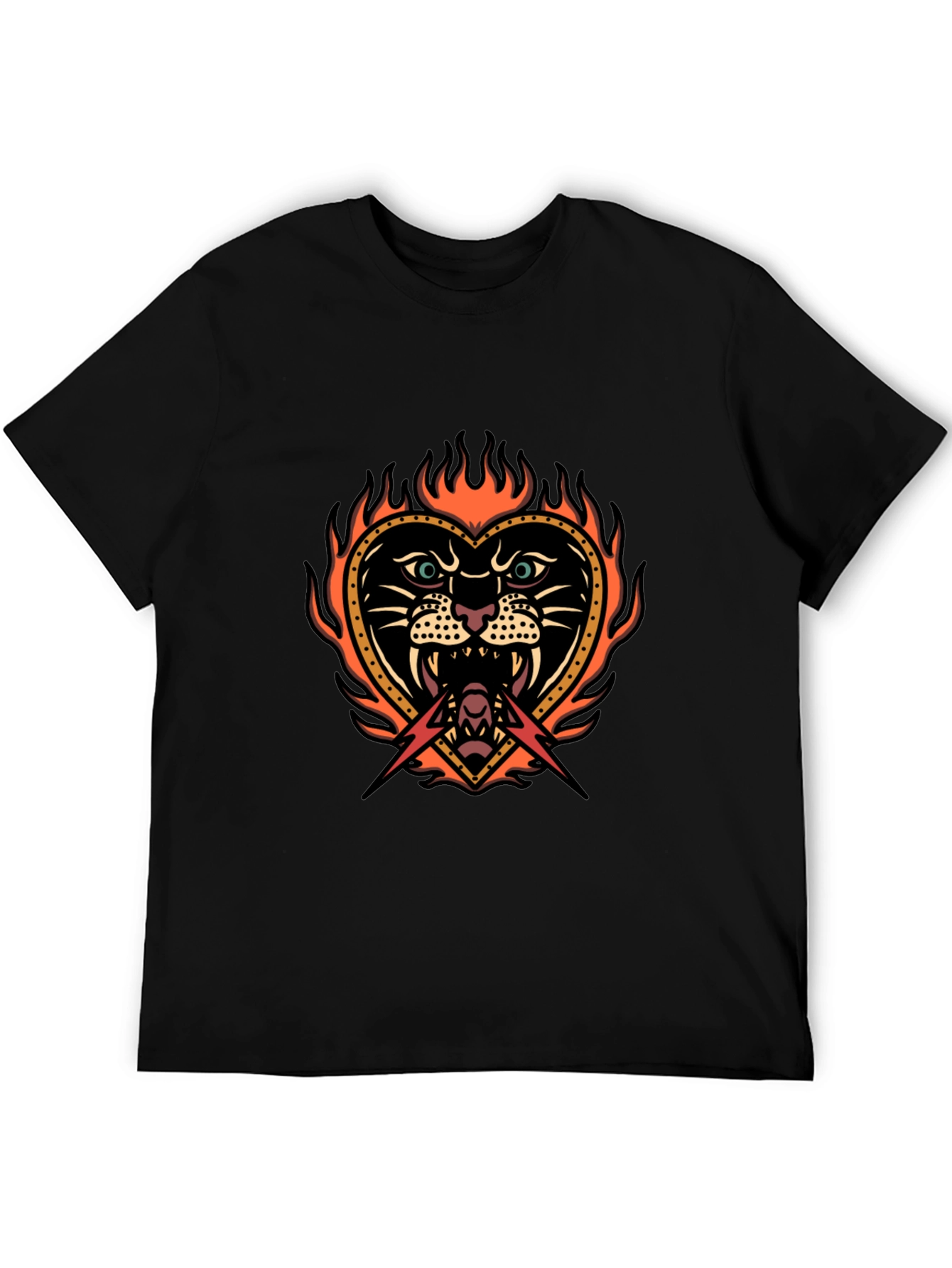 Flaming Heart Tattoo Graphic T-Shirt