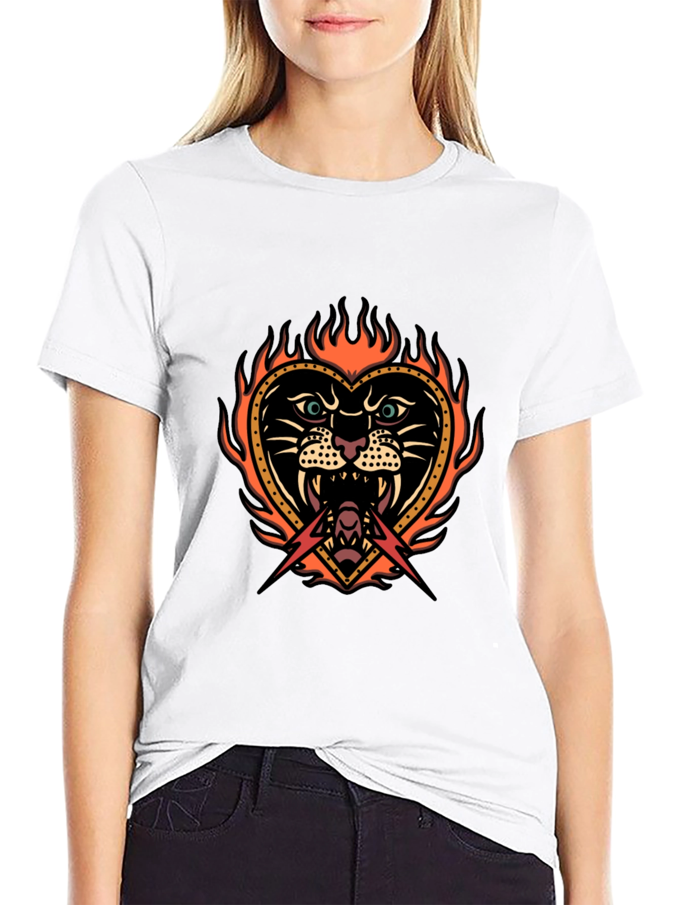 Flaming Heart Tattoo Graphic T-Shirt