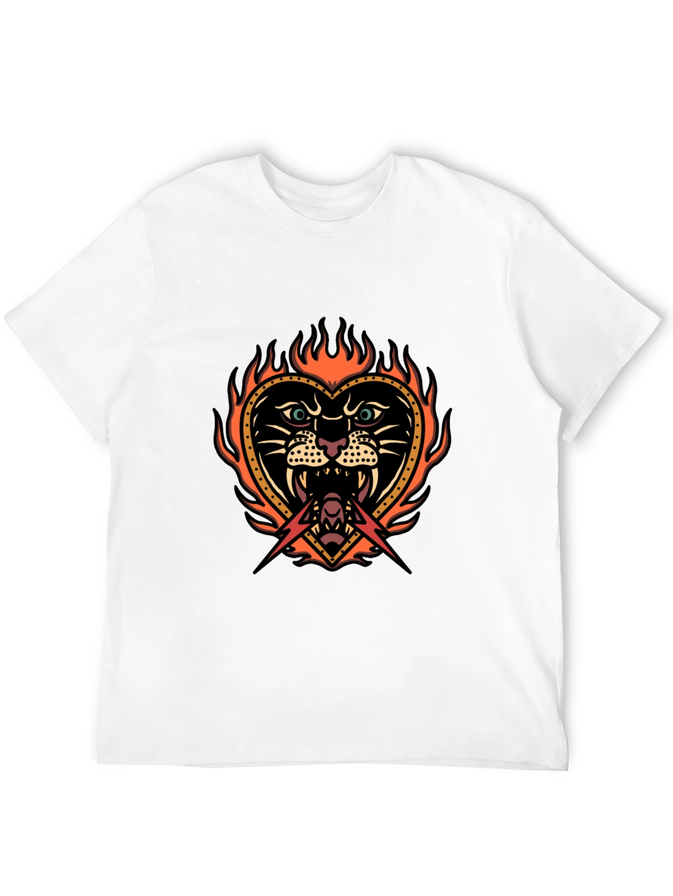Flaming Heart Tattoo Graphic T-Shirt