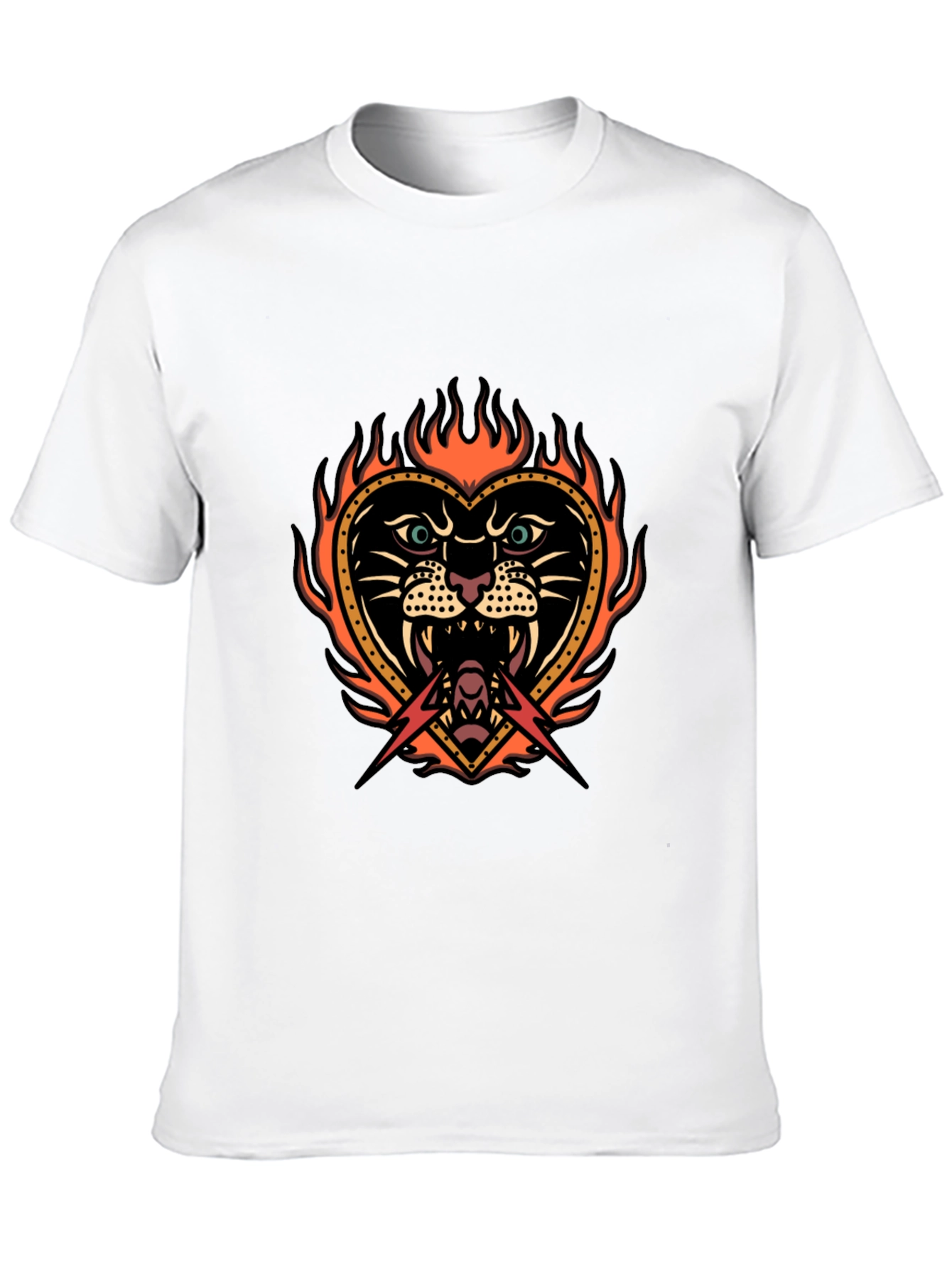Flaming Heart Tattoo Graphic T-Shirt