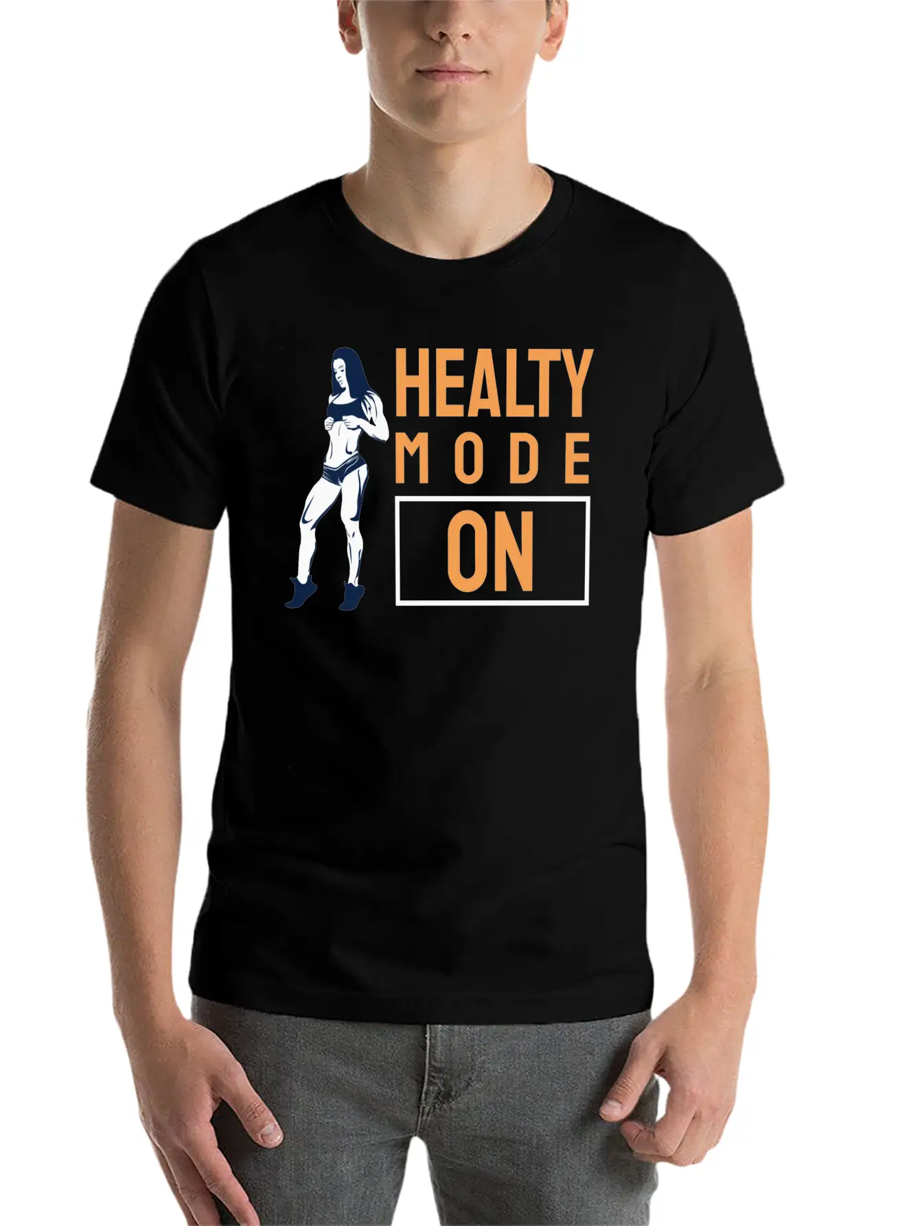 Healty Mode On - Funny Gym Gift For Gym Lover Unisex Casual T-Shirt – Clean Design For Daily Comfort
