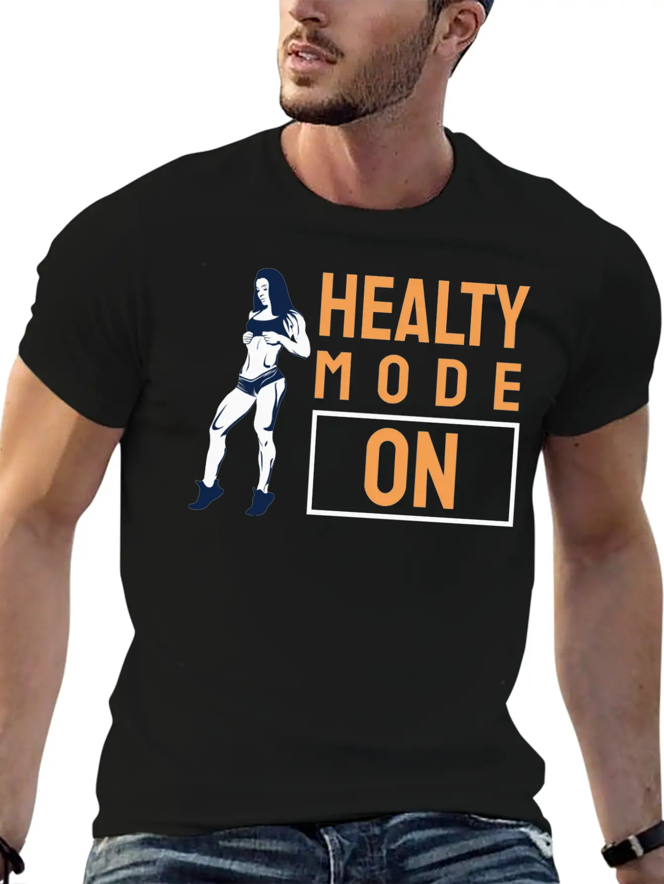 Healty Mode On - Funny Gym Gift For Gym Lover Unisex Casual T-Shirt – Clean Design For Daily Comfort