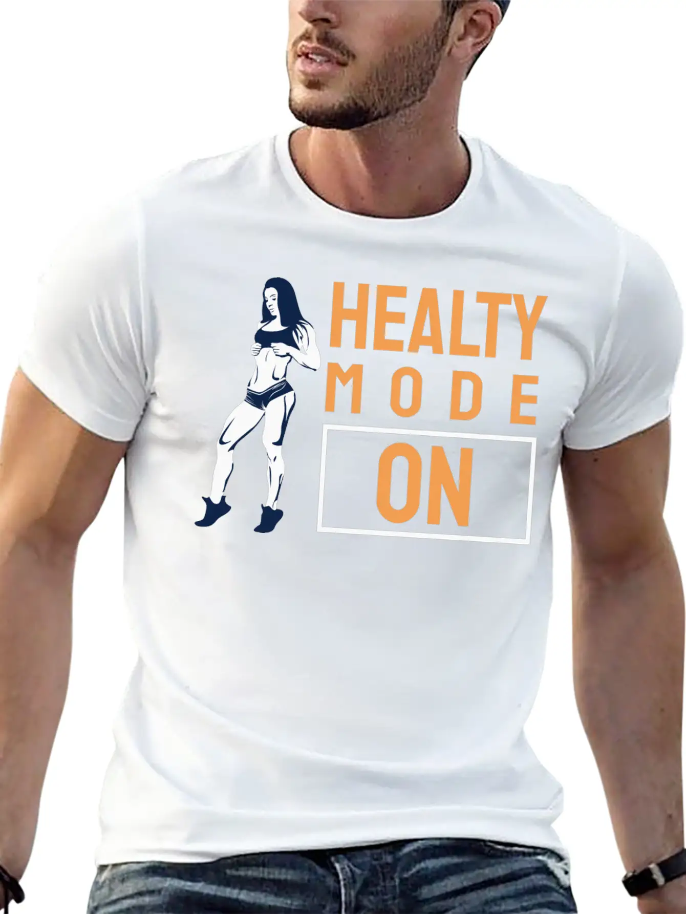 Healty Mode On - Funny Gym Gift For Gym Lover Unisex Casual T-Shirt – Clean Design For Daily Comfort